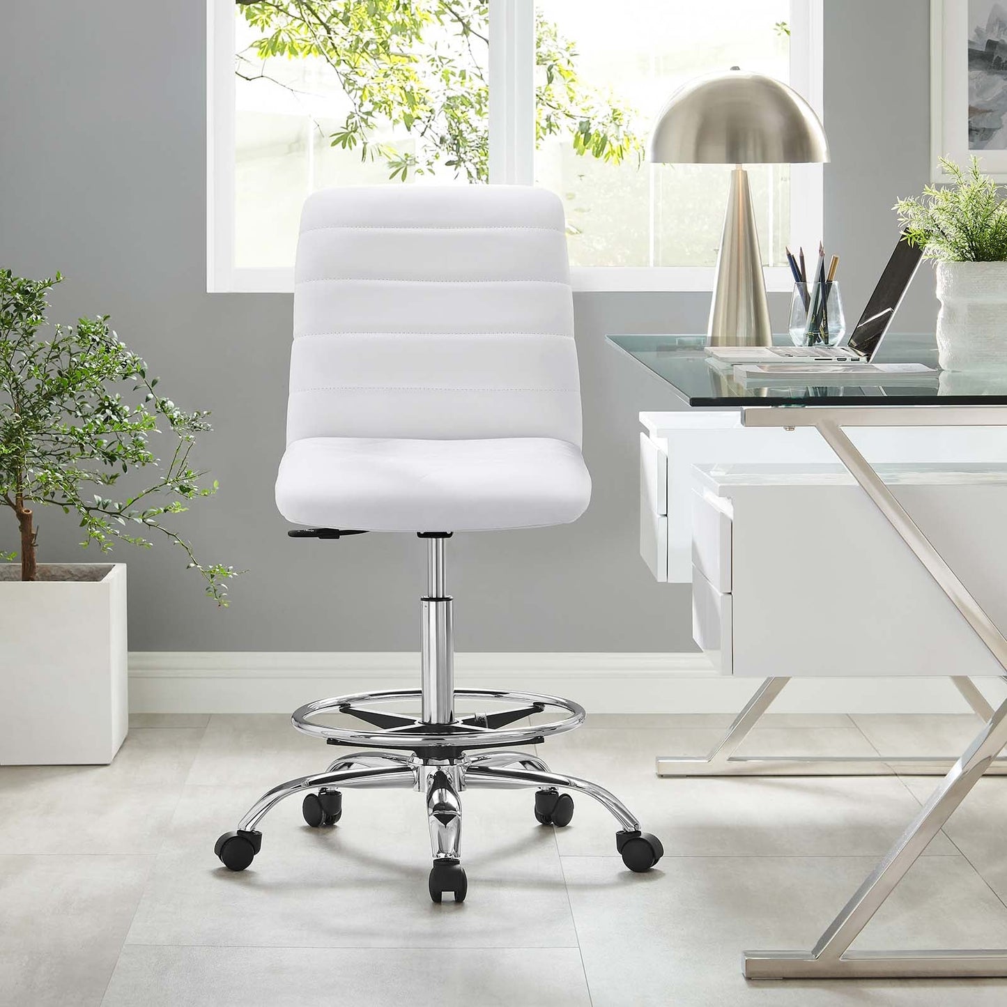 Ripple Armless Vegan Leather Drafting Chair By Modway - EEI-4980 | Office Chairs | Modishstore - 40