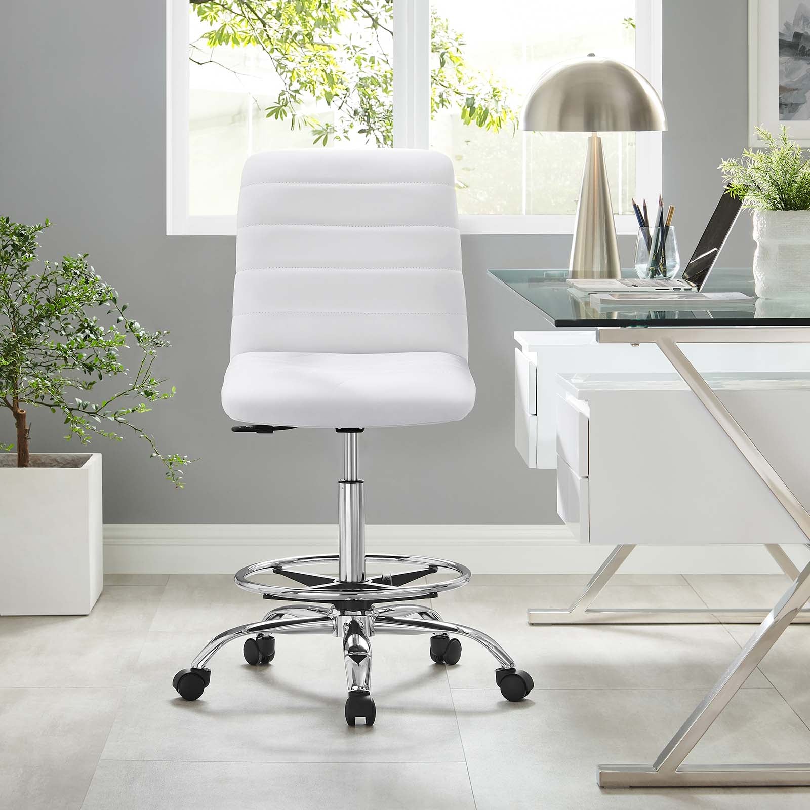 Ripple Armless Vegan Leather Drafting Chair By Modway - EEI-4980 | Office Chairs | Modishstore - 40