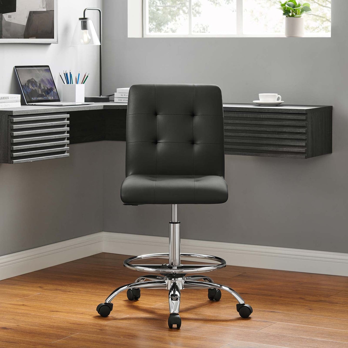 Prim Armless Vegan Leather Drafting Chair By Modway - EEI-4981 | Office Chairs | Modishstore