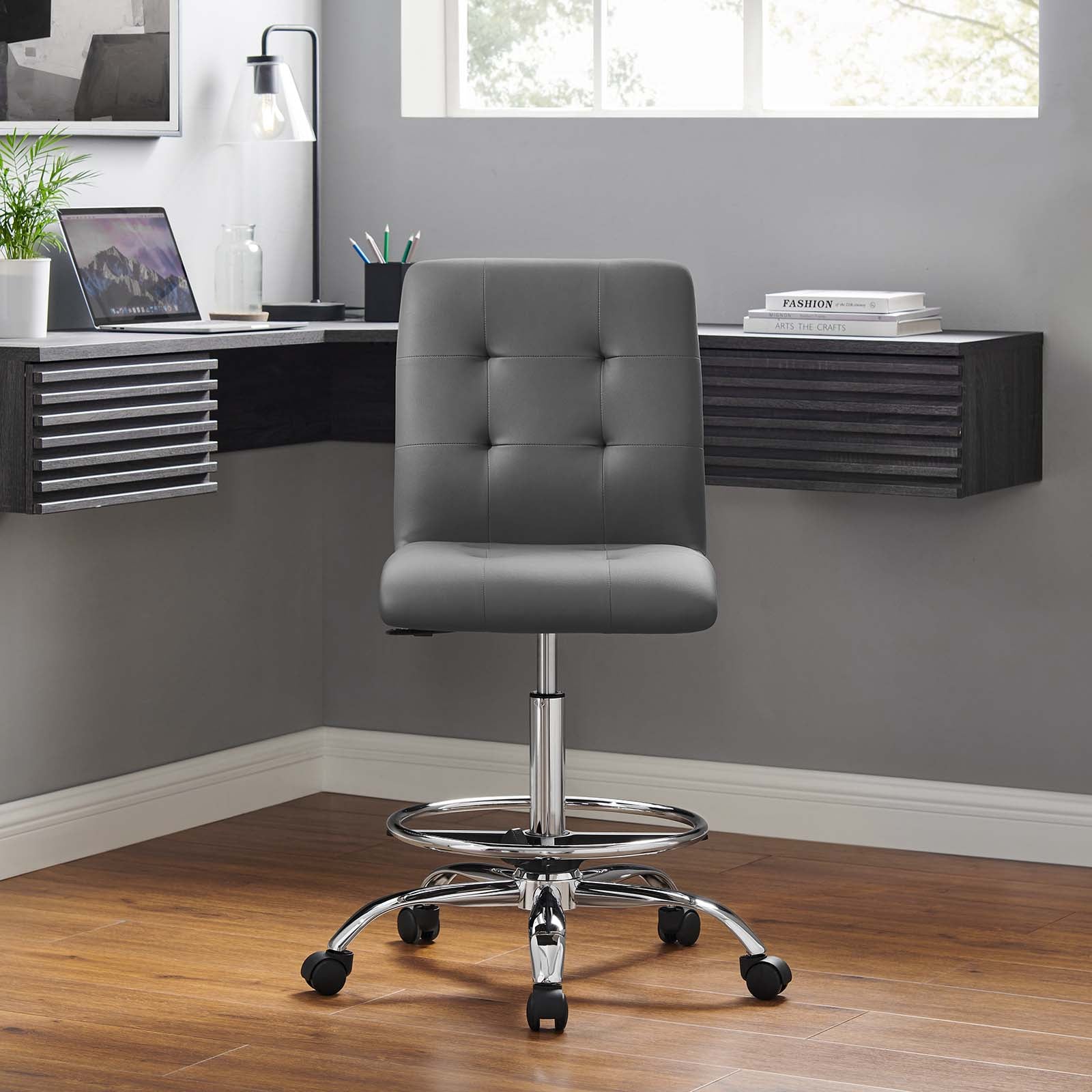Prim Armless Vegan Leather Drafting Chair By Modway - EEI-4981 | Office Chairs | Modishstore - 16