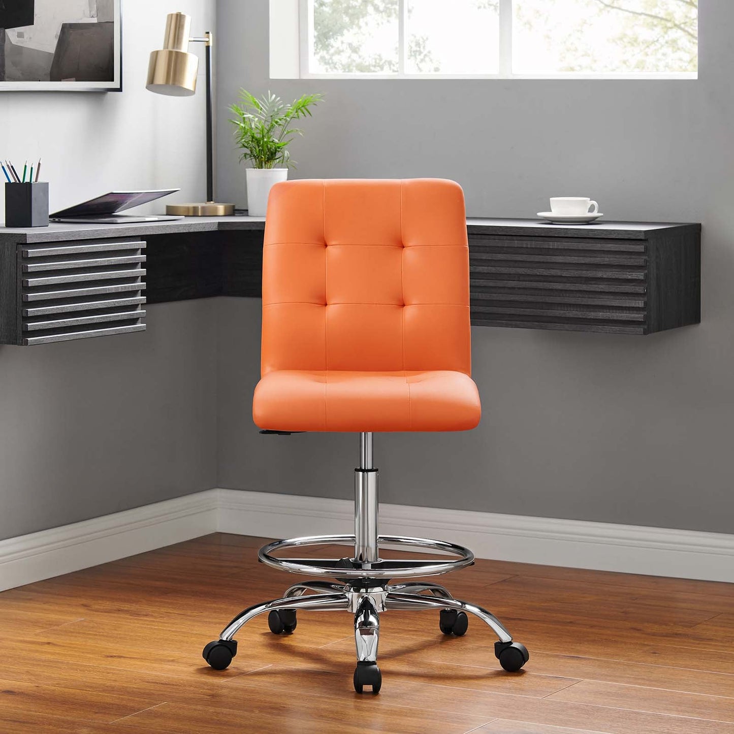 Prim Armless Vegan Leather Drafting Chair By Modway - EEI-4981 | Office Chairs | Modishstore - 24