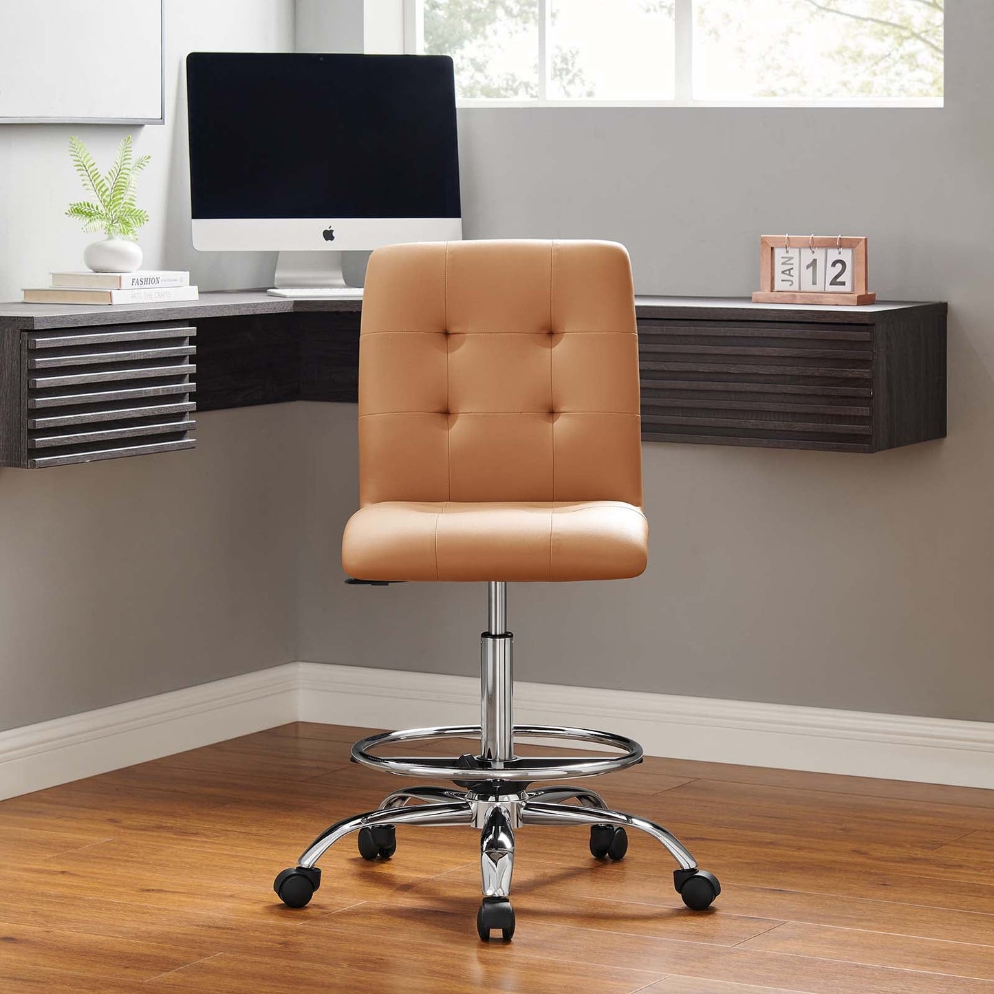 Prim Armless Vegan Leather Drafting Chair By Modway - EEI-4981 | Office Chairs | Modishstore - 32