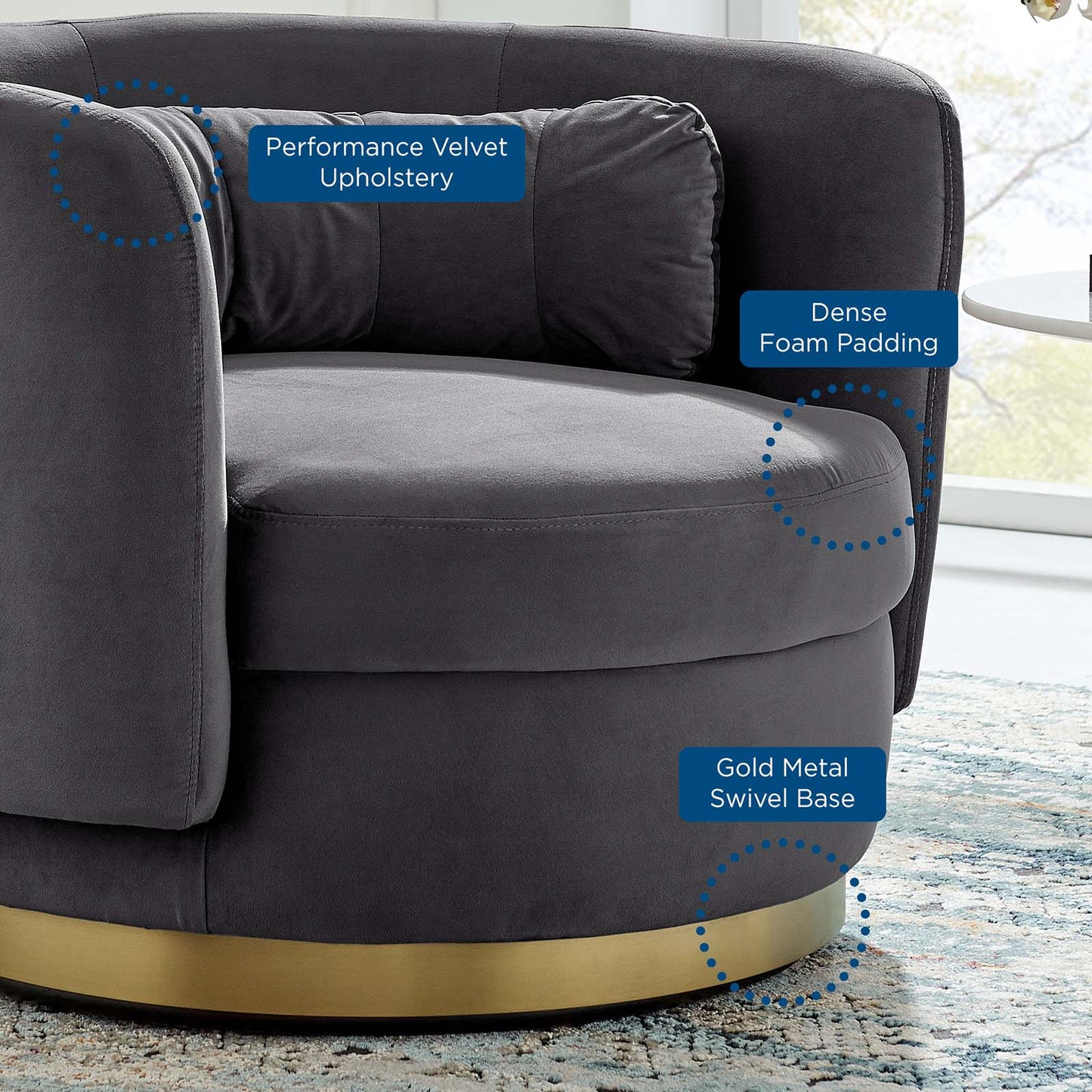 Relish Performance Velvet Performance Velvet Swivel Chair By Modway | Armchairs | Modishstore-7