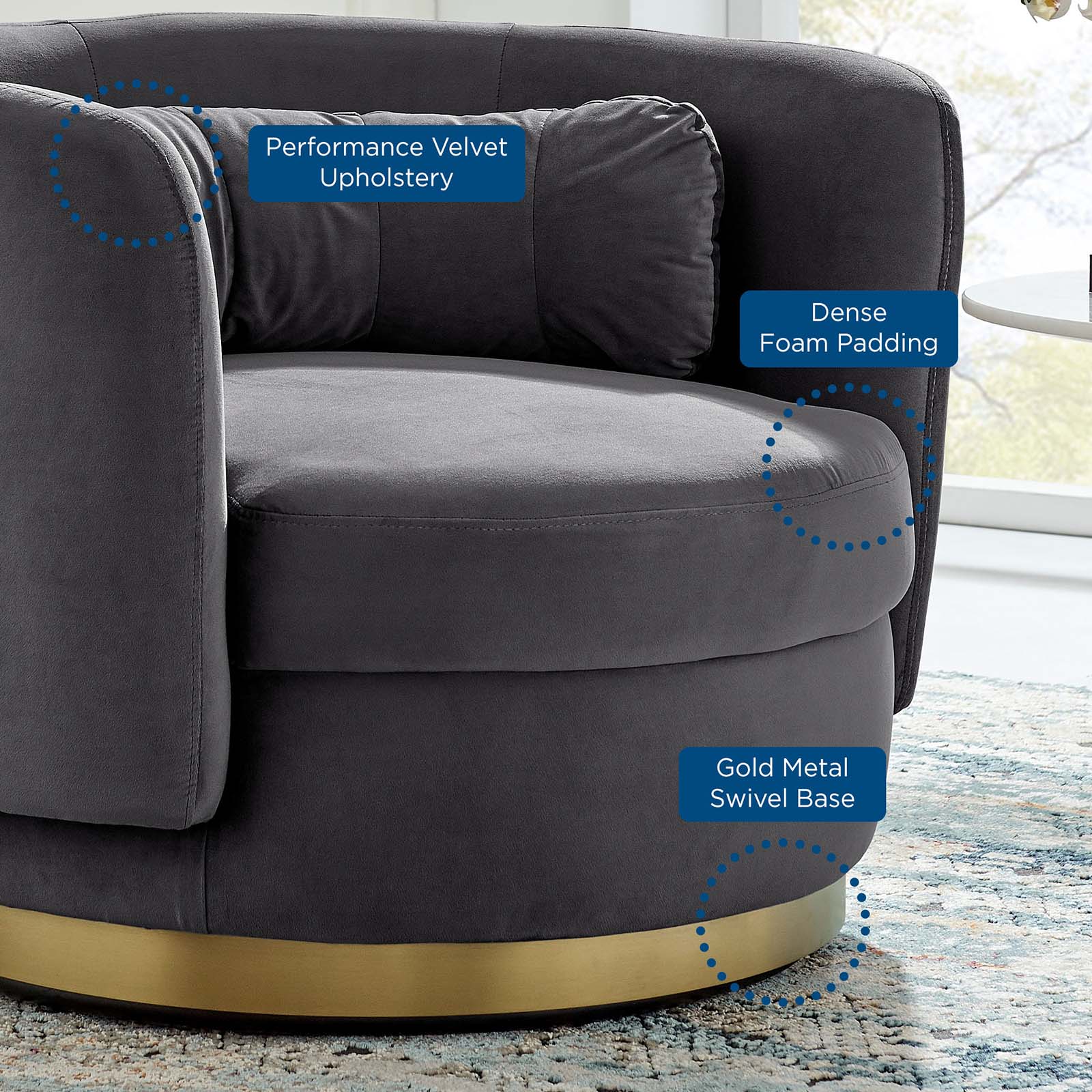 Relish Performance Velvet Performance Velvet Swivel Chair By Modway | Armchairs | Modishstore-7