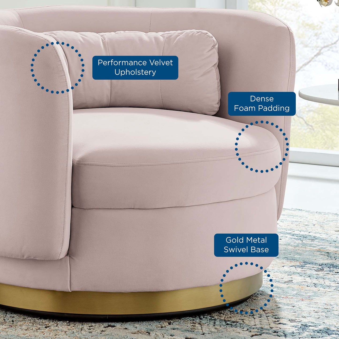 Relish Performance Velvet Performance Velvet Swivel Chair By Modway | Armchairs | Modishstore-20