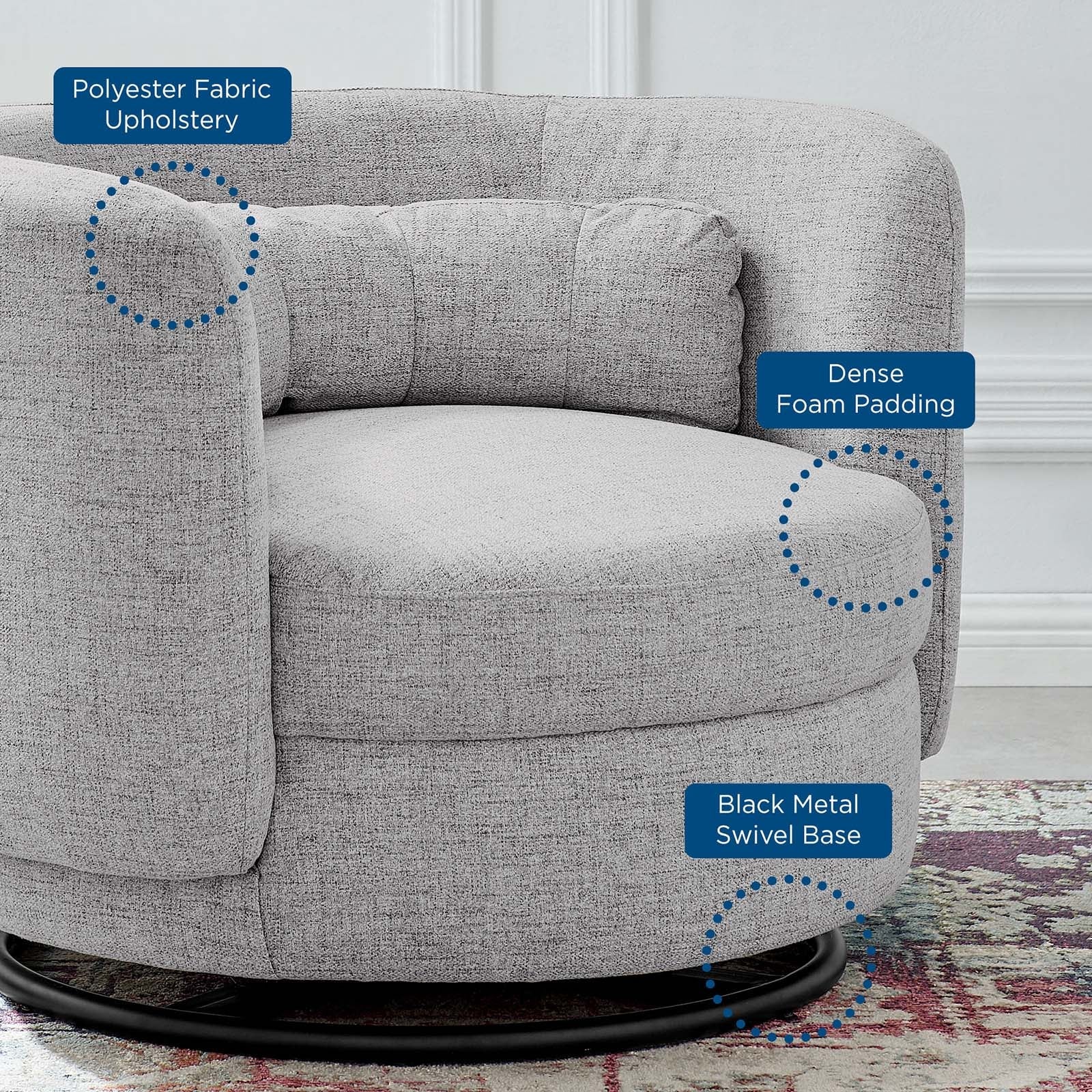 Relish Fabric Upholstered Upholstered Fabric Swivel Chair By Modway | Armchairs | Modishstore-7
