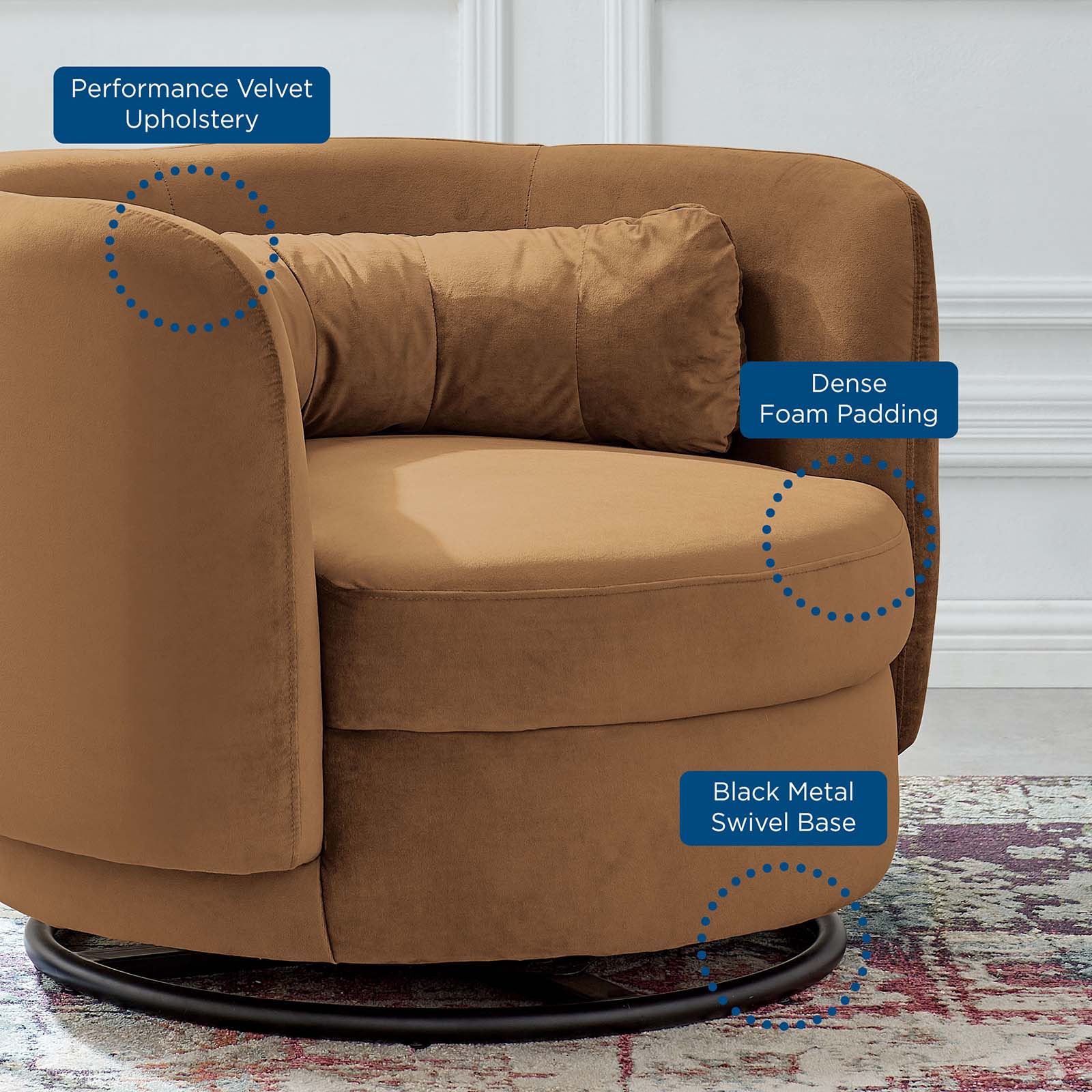 Relish Performance Velvet Performance Velvet Swivel Chair By Modway | Armchairs | Modishstore-7