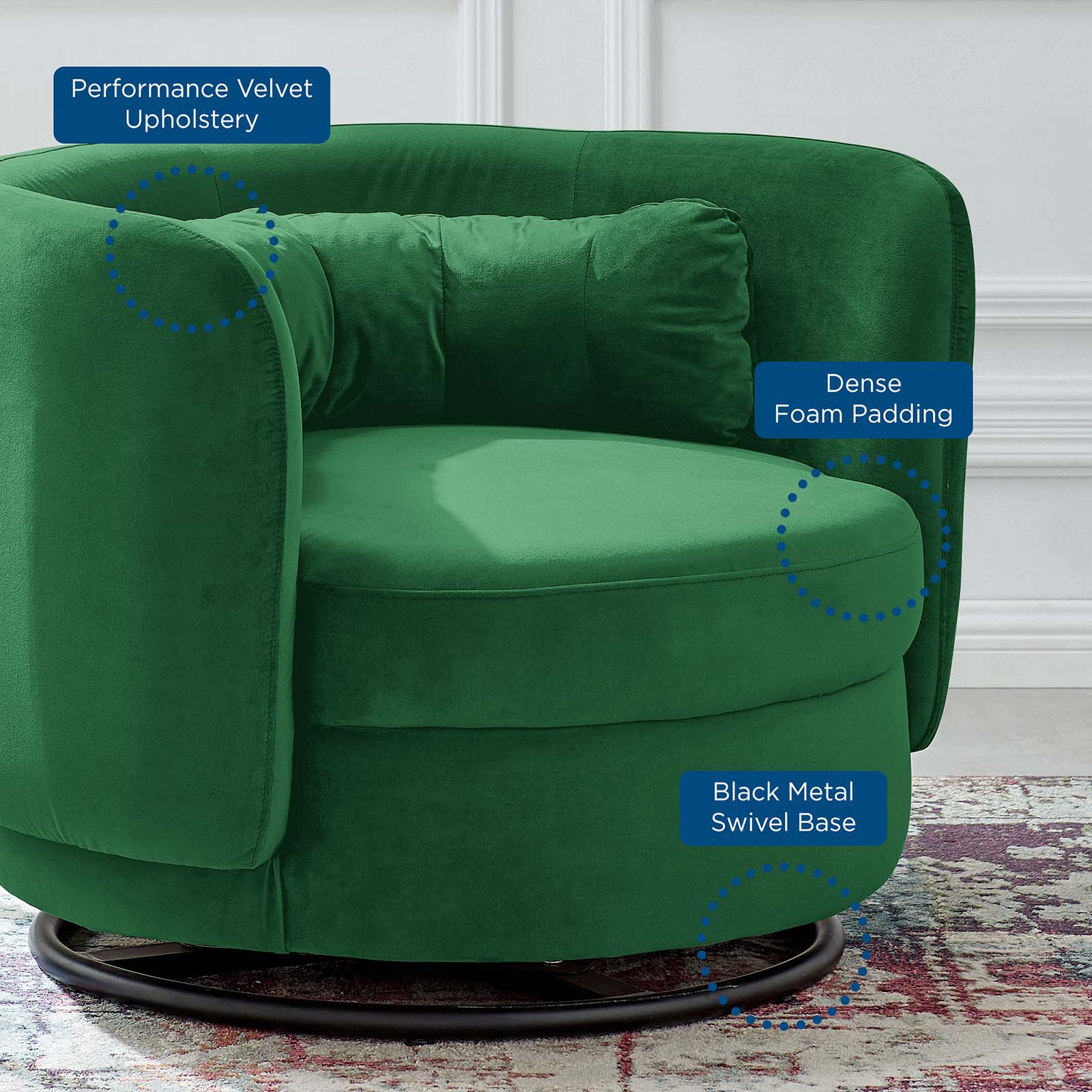 Relish Performance Velvet Performance Velvet Swivel Chair By Modway | Armchairs | Modishstore-14
