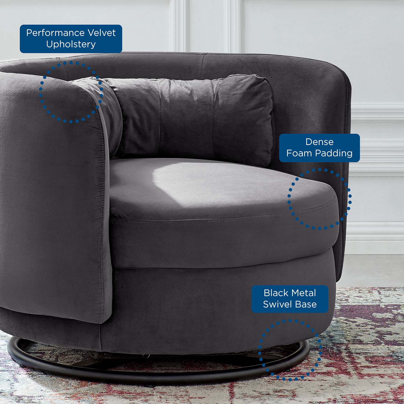 Relish Performance Velvet Performance Velvet Swivel Chair By Modway | Armchairs | Modishstore-21