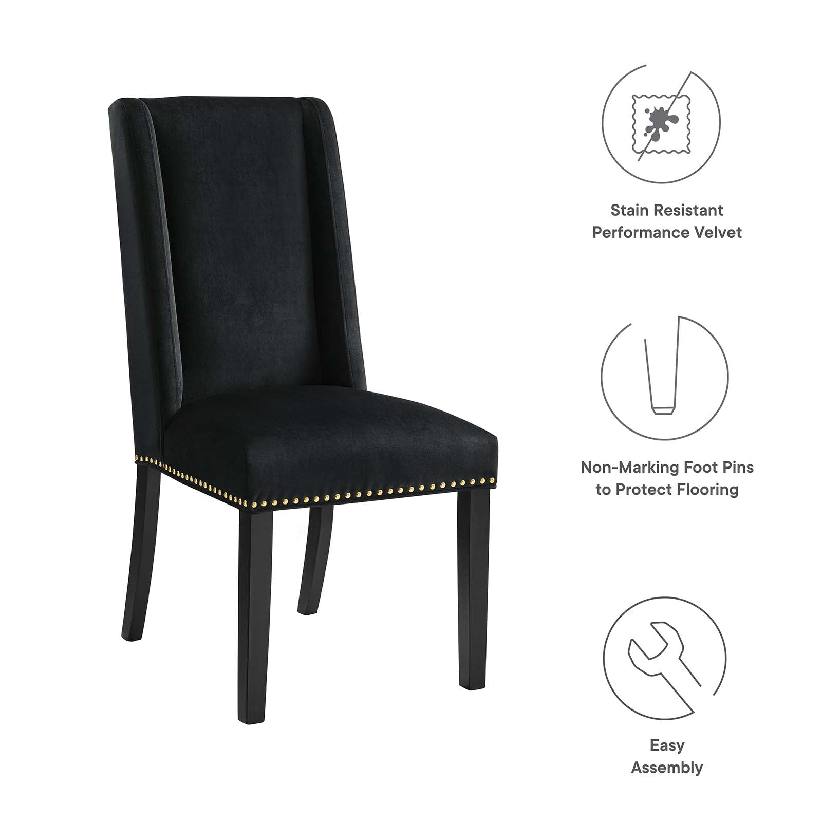 Baron Performance Velvet Dining Chairs - Set of 2 By Modway | Dining Chairs | 