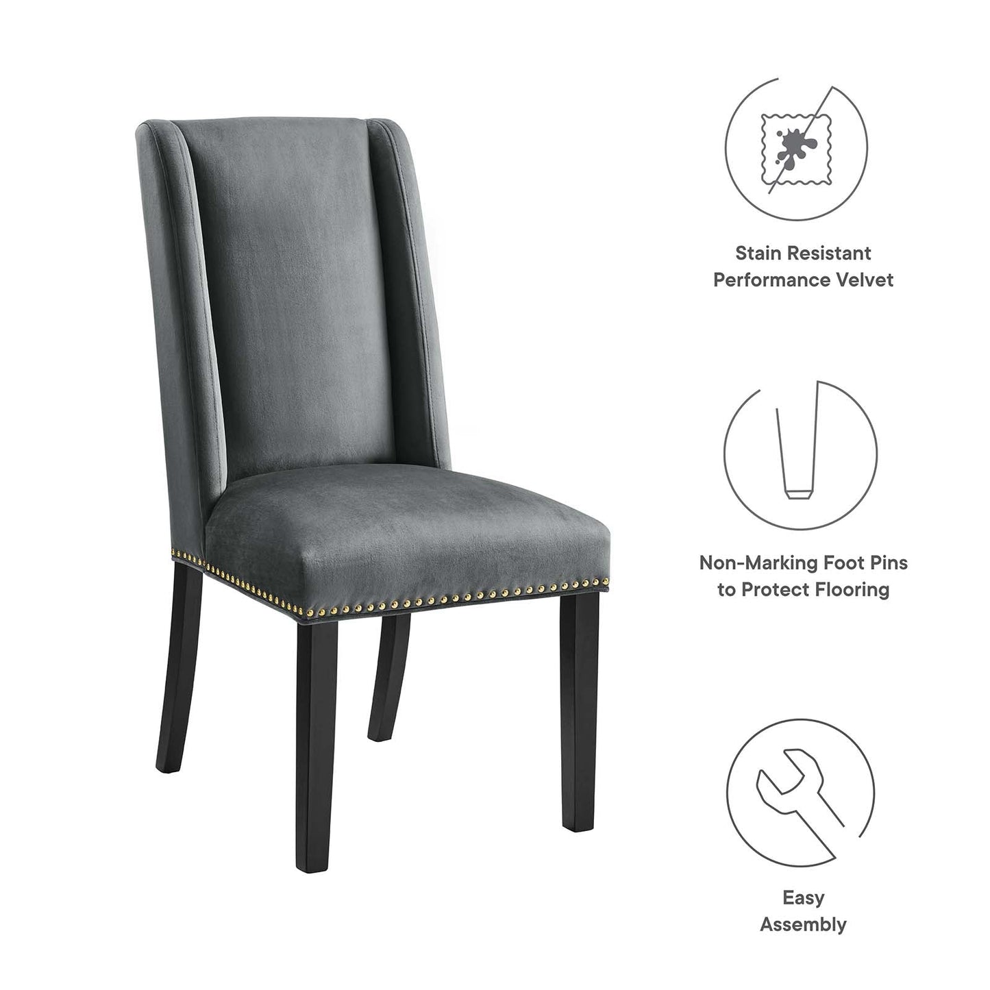 Baron Performance Velvet Dining Chairs - Set of 2 By Modway | Dining Chairs | 