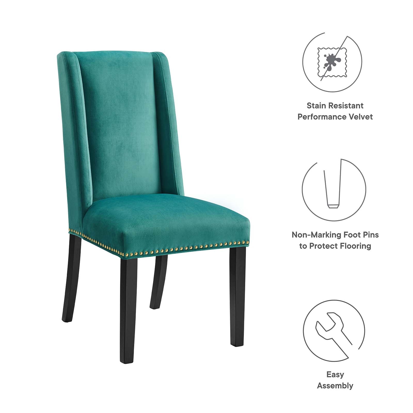 Baron Performance Velvet Dining Chairs - Set of 2 By Modway | Dining Chairs | 