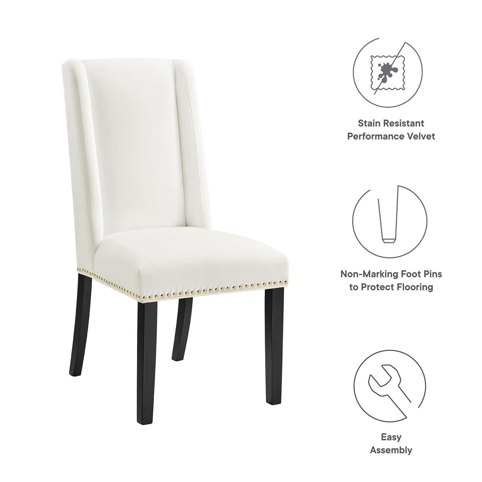 Baron Performance Velvet Dining Chairs - Set of 2 By Modway | Dining Chairs | 