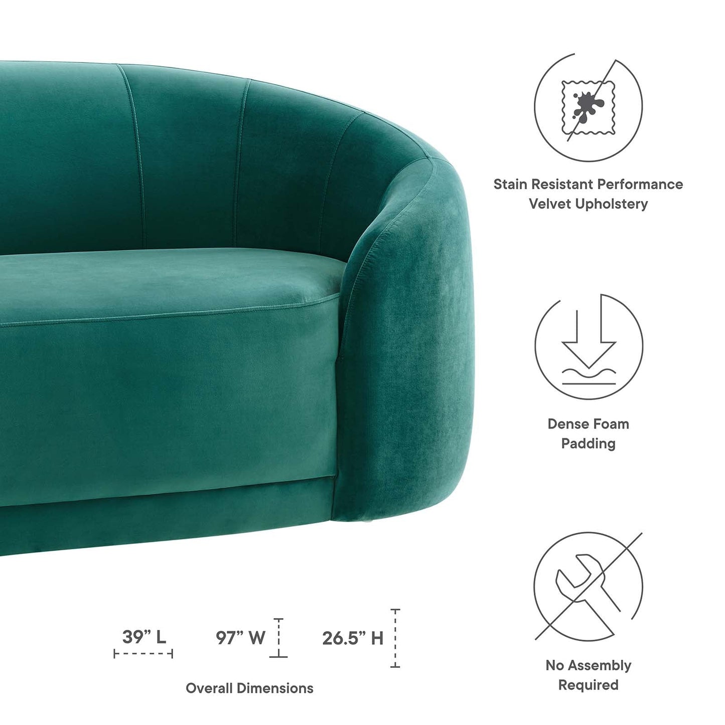 Contessa Performance Velvet Sofa By Modway | Sofas | 