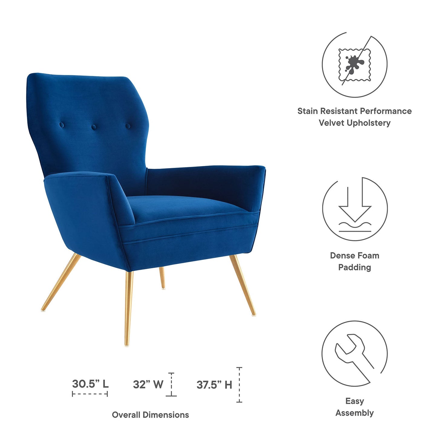 Renata Button Tufted Performance Velvet Armchair By Modway | Armchairs | Modishstore-11