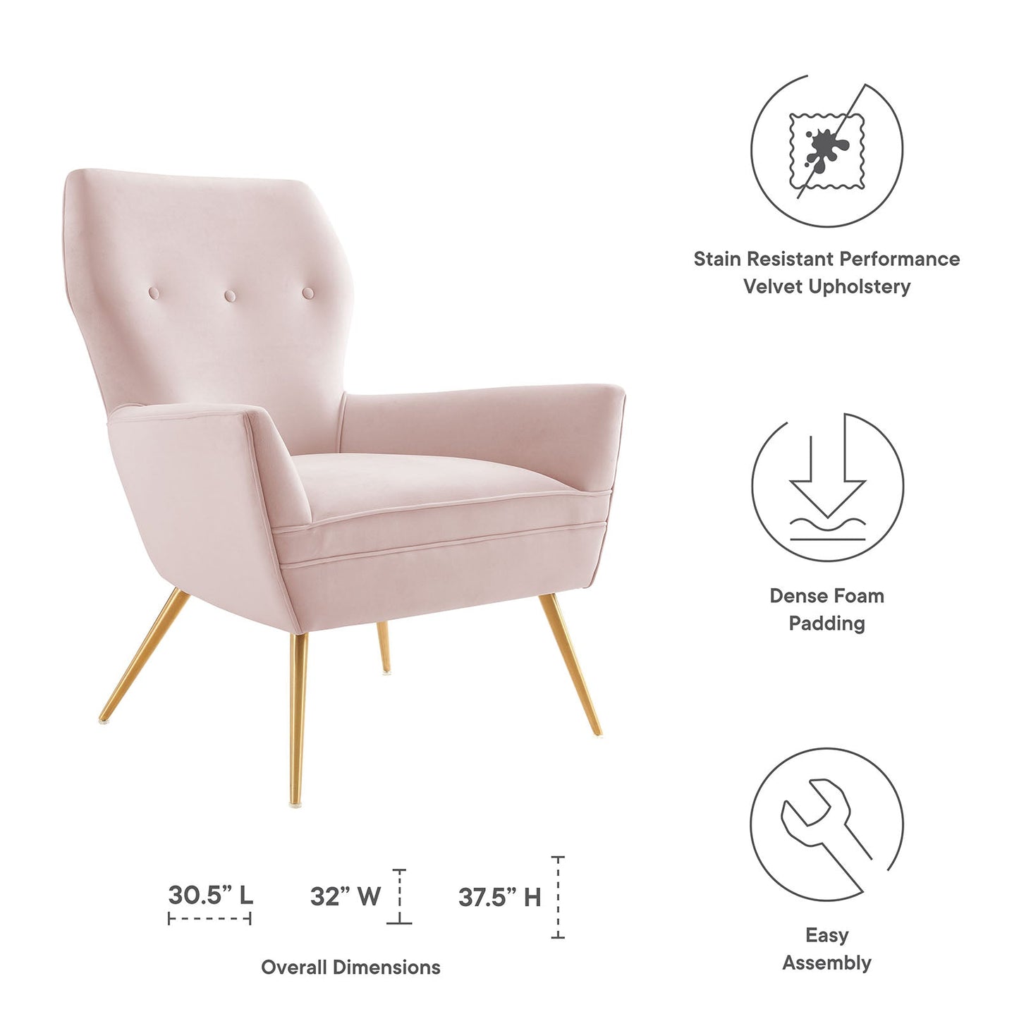Renata Button Tufted Performance Velvet Armchair By Modway | Armchairs | Modishstore-19