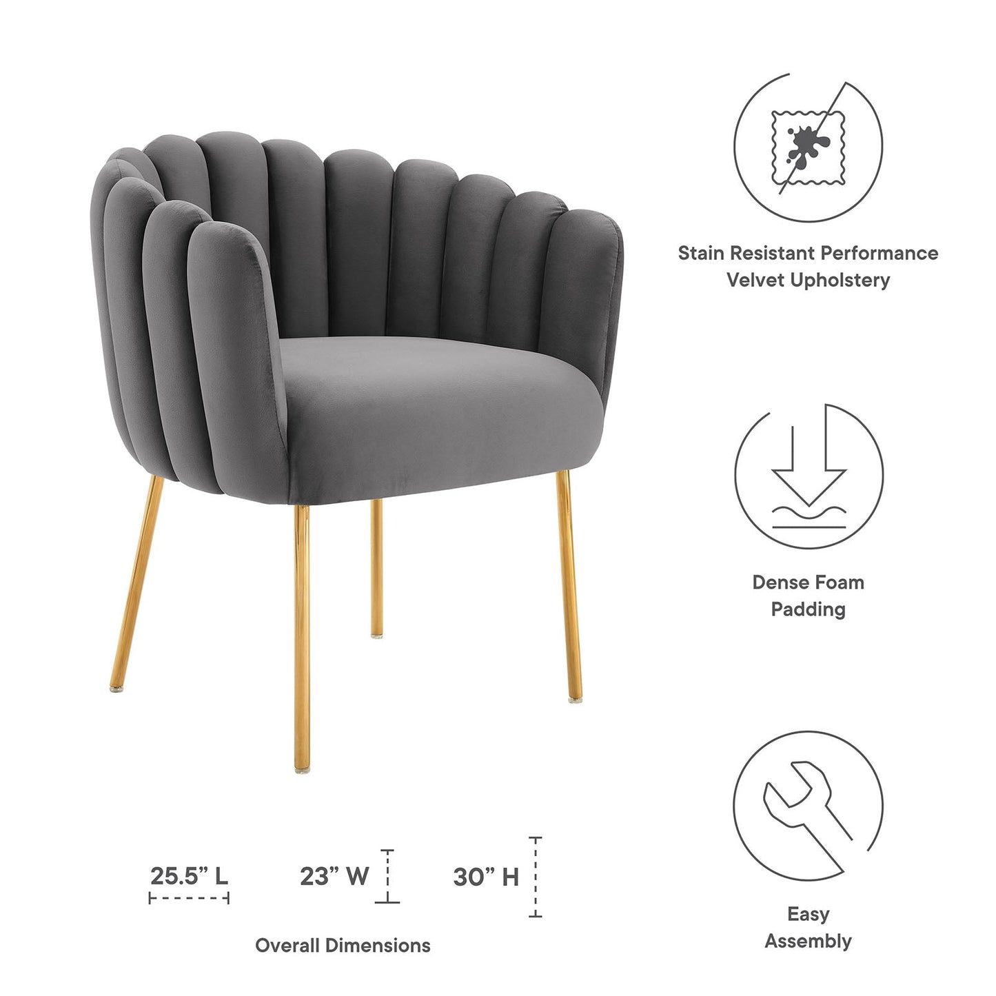 Sanna Channel Tufted Performance Velvet Armchair By Modway | Armchairs | Modishstore-3