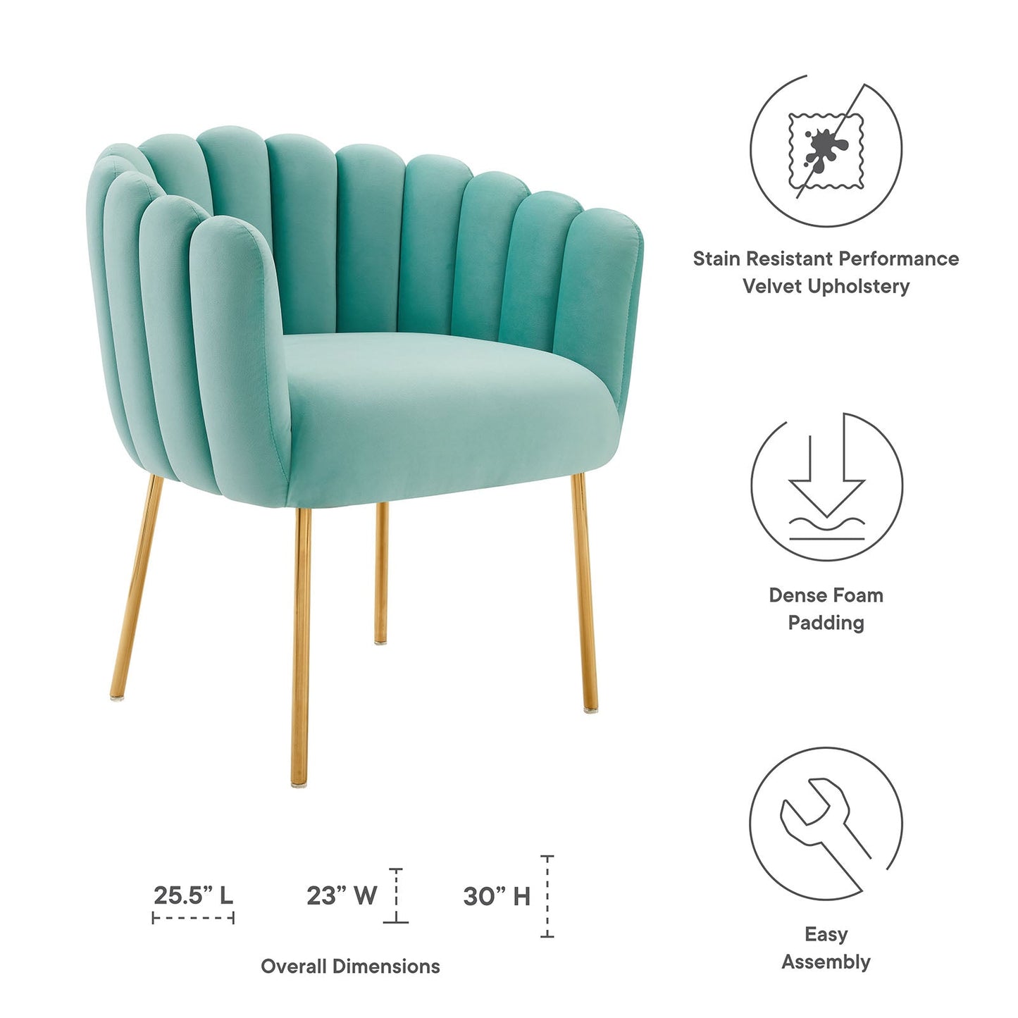 Sanna Channel Tufted Performance Velvet Armchair By Modway | Armchairs | Modishstore-10