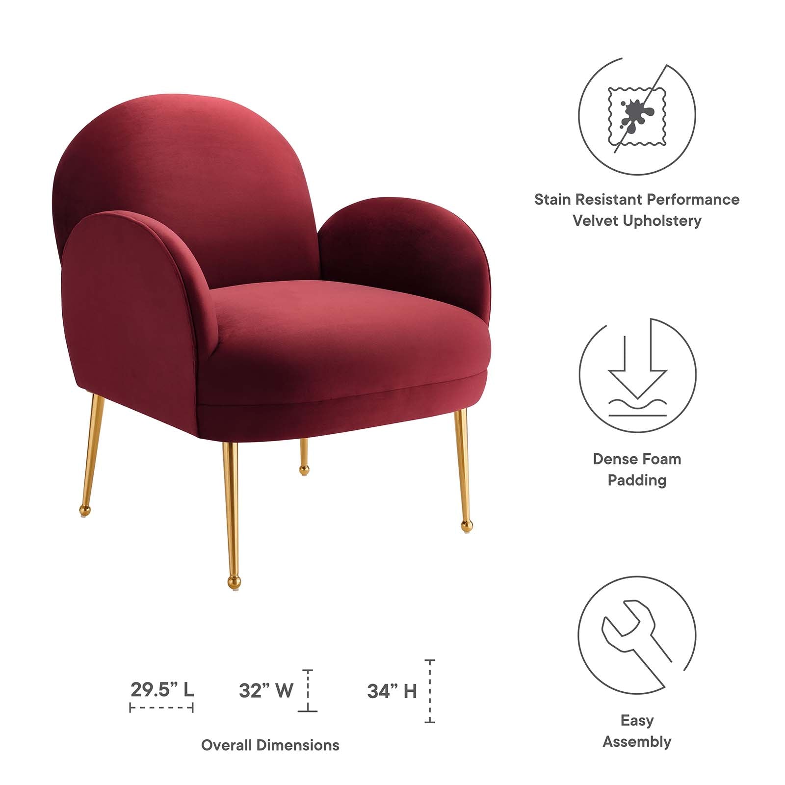 Transcend Performance Velvet Armchair By Modway | Armchairs | Modishstore - 11