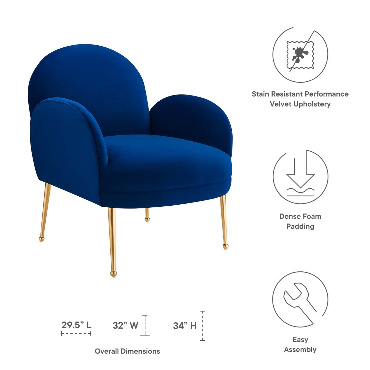 Transcend Performance Velvet Armchair By Modway | Armchairs | Modishstore - 19