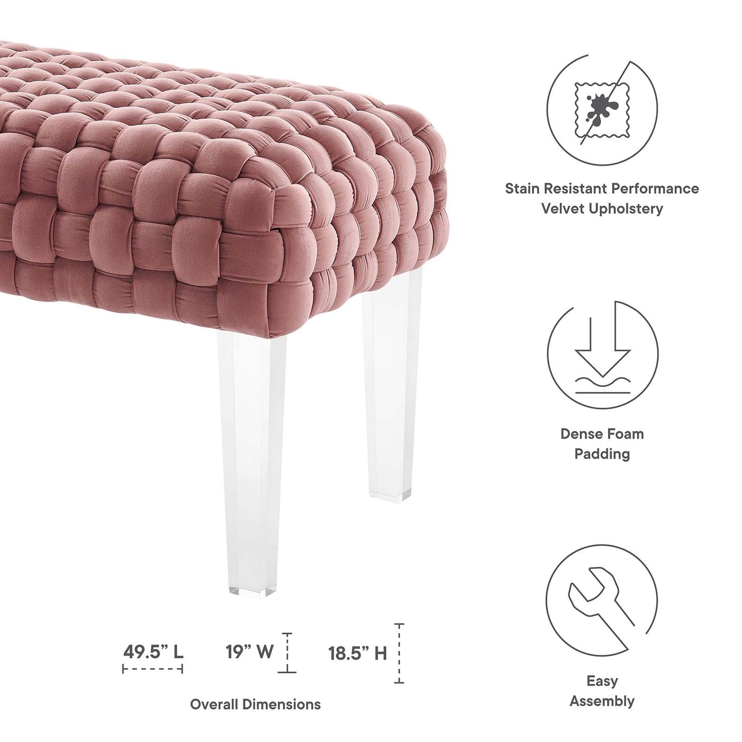 Prologue Woven Performance Velvet Ottoman By Modway | Ottomans | Modishstore - 6
