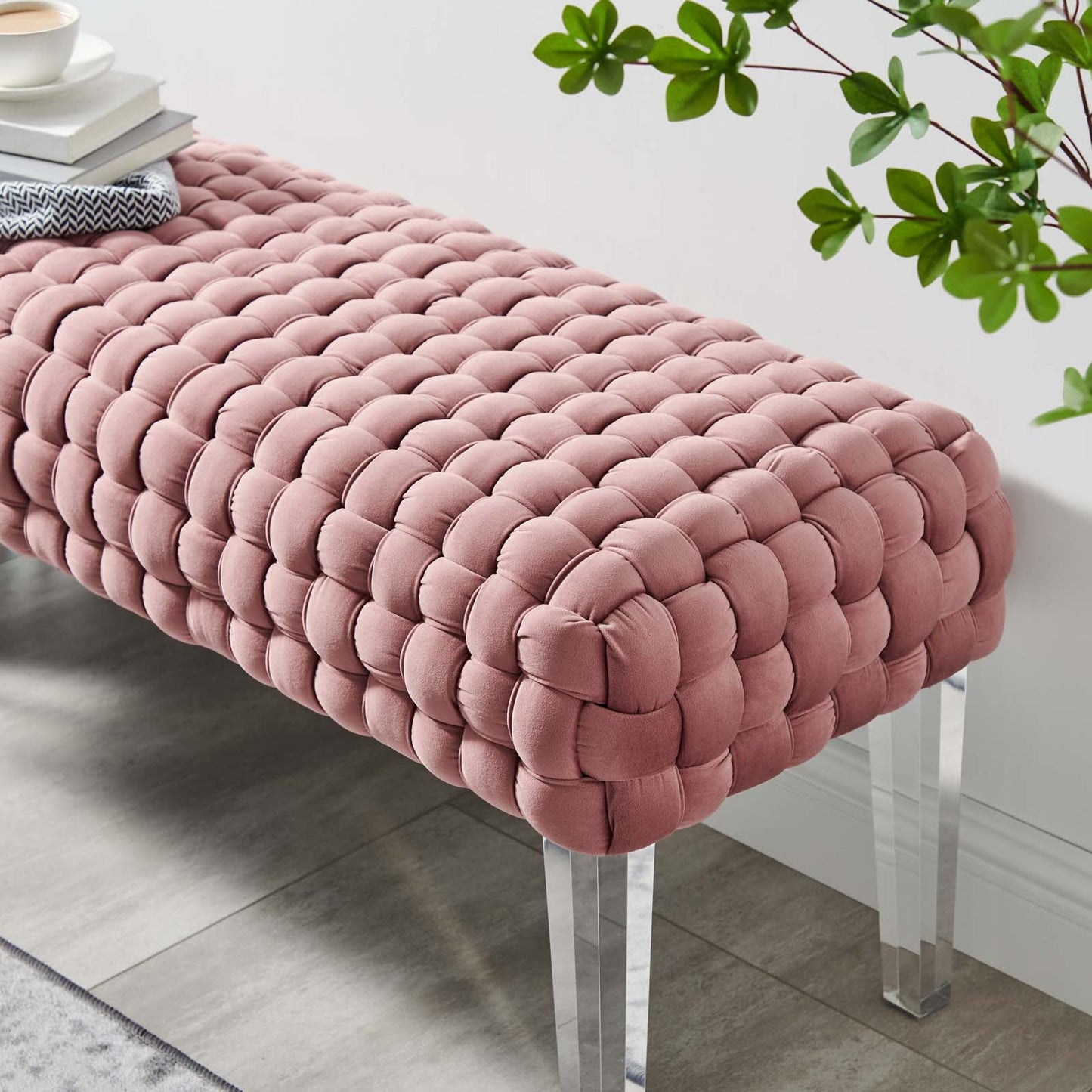 Prologue Woven Performance Velvet Ottoman By Modway | Ottomans | Modishstore - 7