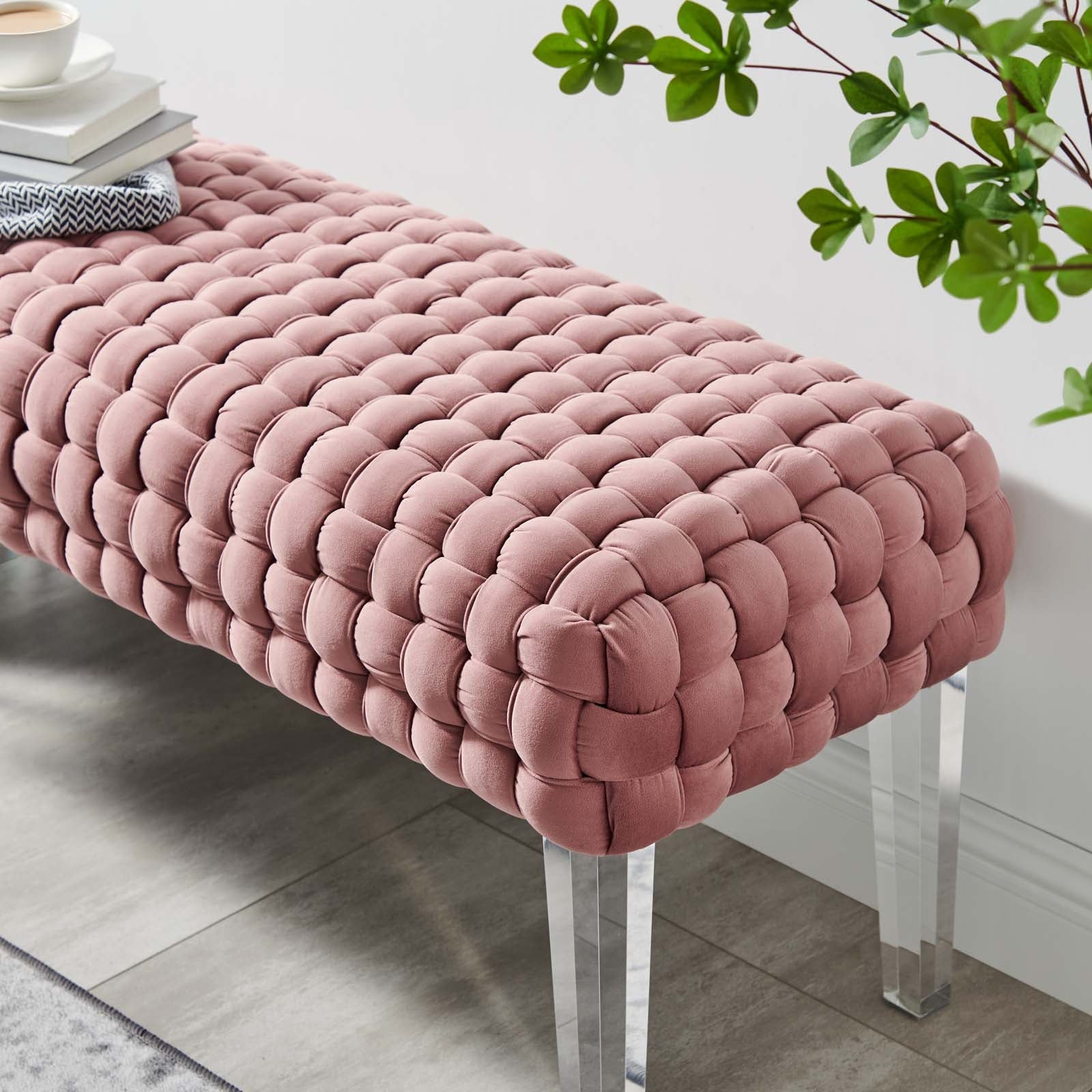 Prologue Woven Performance Velvet Ottoman By Modway | Ottomans | Modishstore - 7