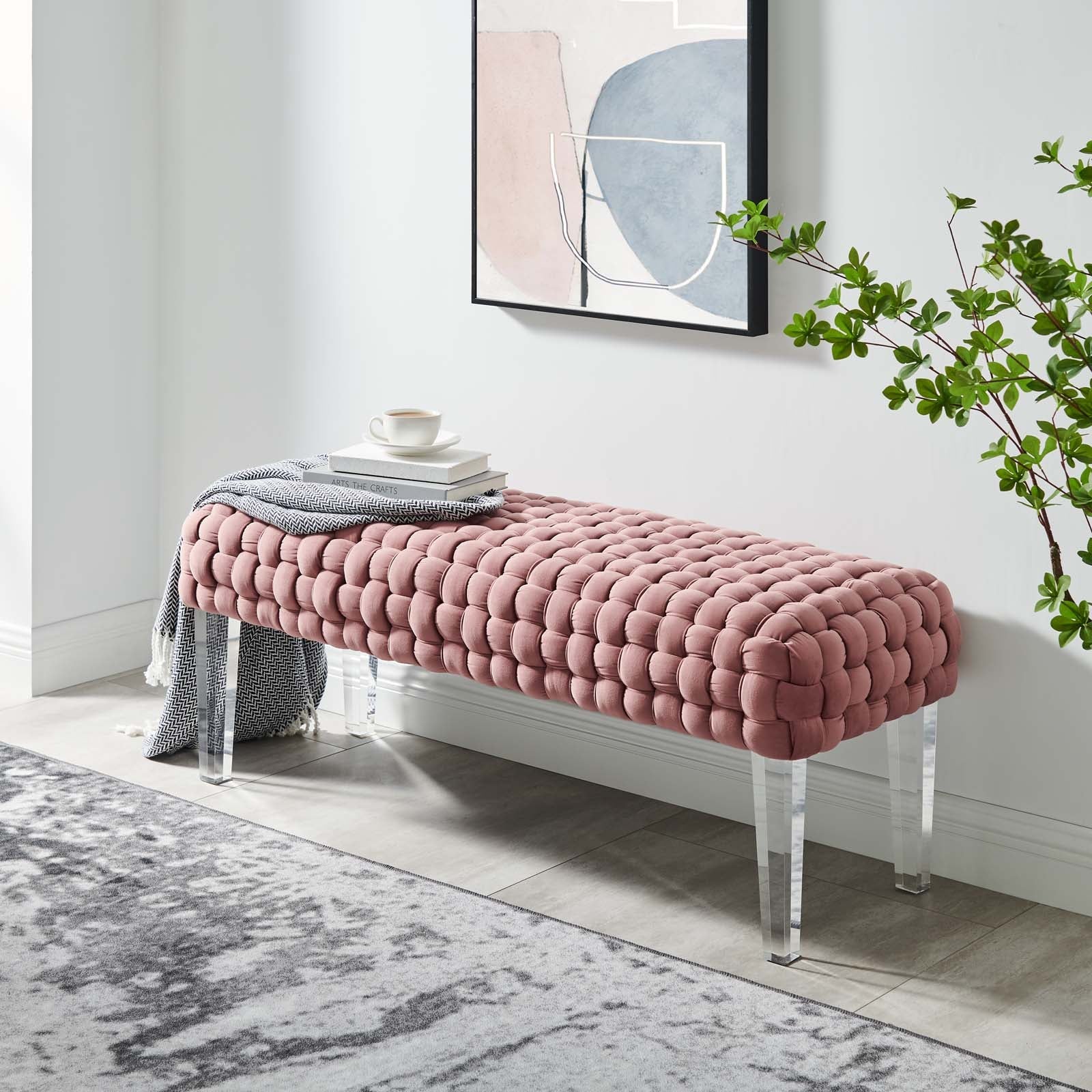 Prologue Woven Performance Velvet Ottoman By Modway | Ottomans | Modishstore