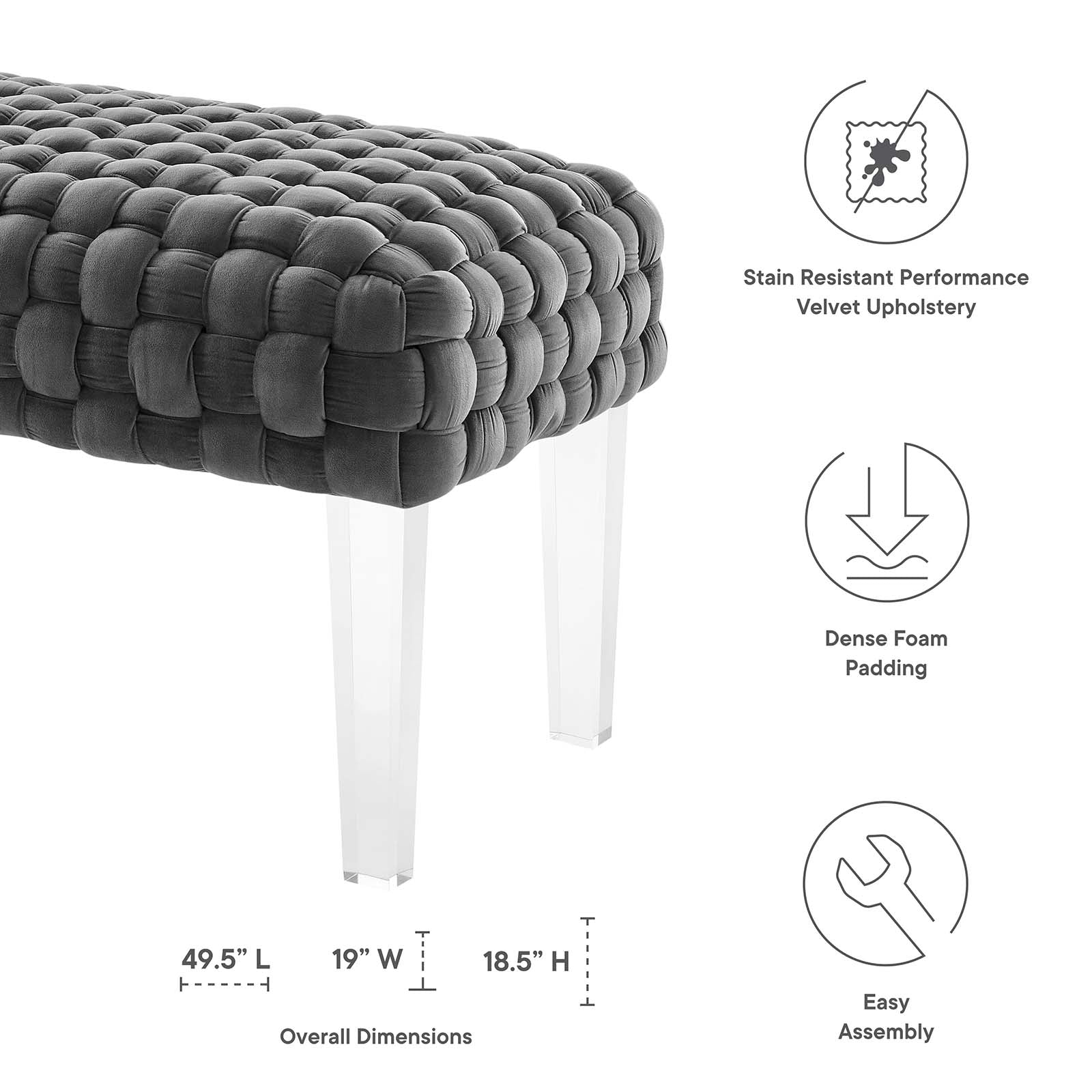 Prologue Woven Performance Velvet Ottoman By Modway | Ottomans | Modishstore - 12