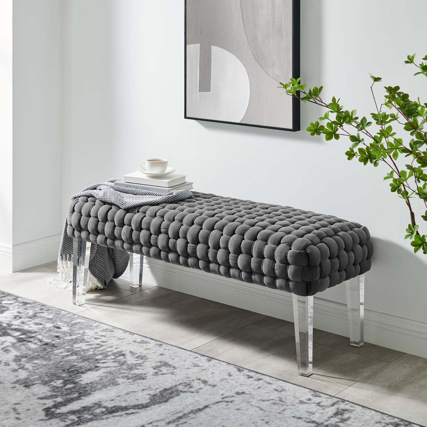 Prologue Woven Performance Velvet Ottoman By Modway | Ottomans | Modishstore - 14