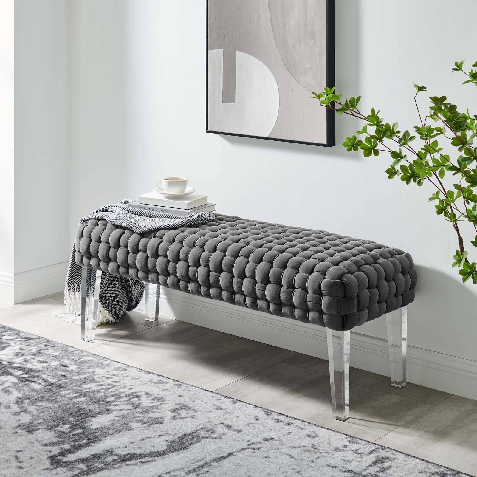 Prologue Woven Performance Velvet Ottoman By Modway | Ottomans | Modishstore - 14