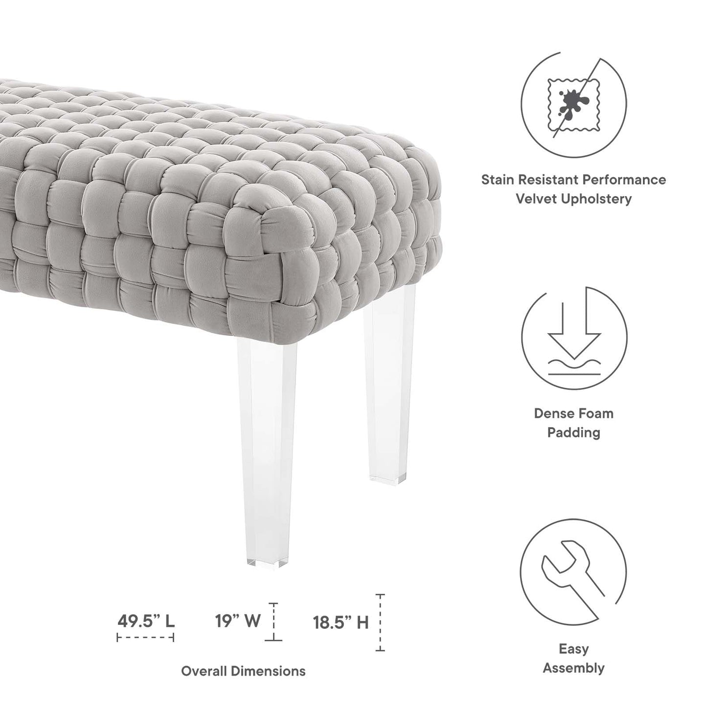 Prologue Woven Performance Velvet Ottoman By Modway | Ottomans | Modishstore - 19