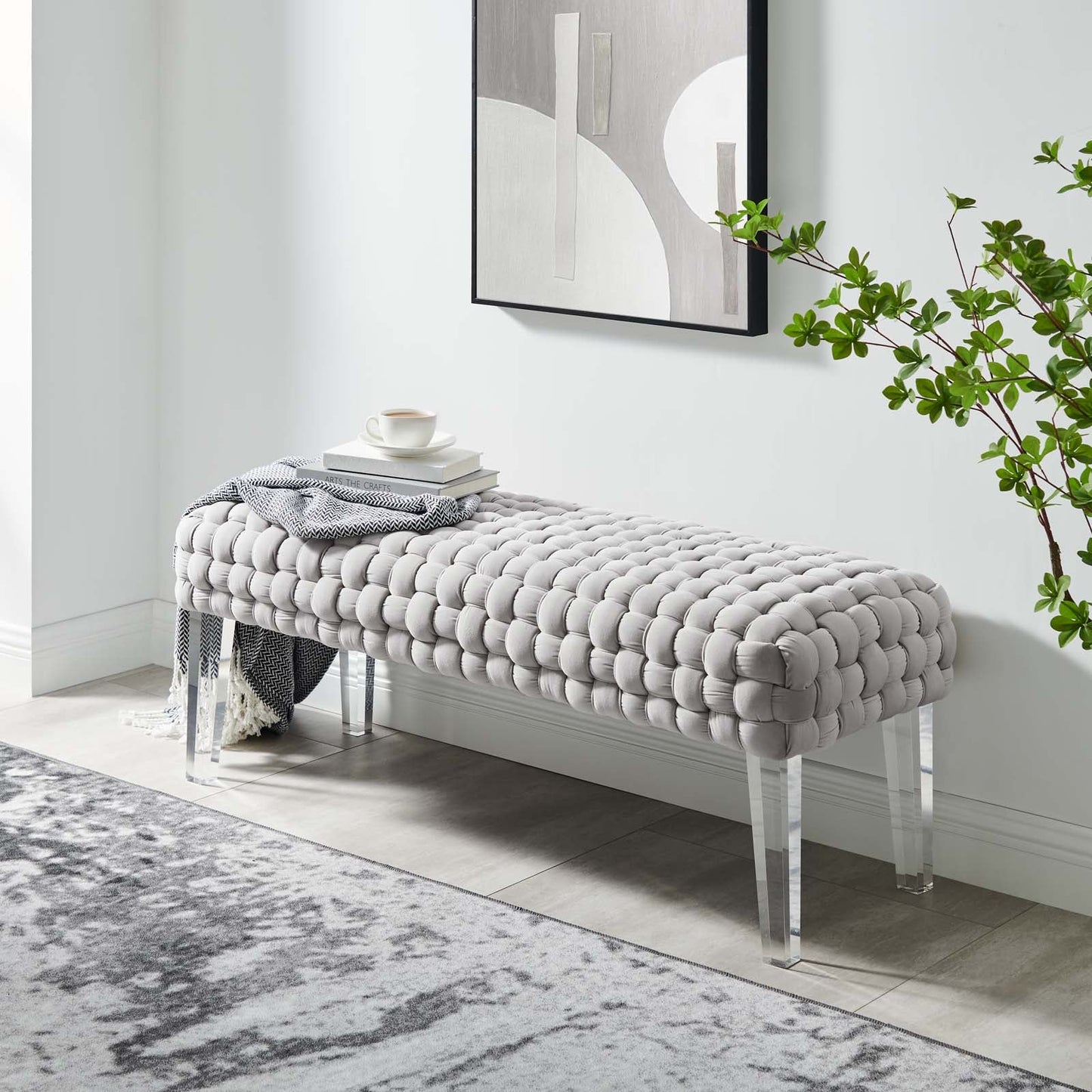 Prologue Woven Performance Velvet Ottoman By Modway | Ottomans | Modishstore - 21