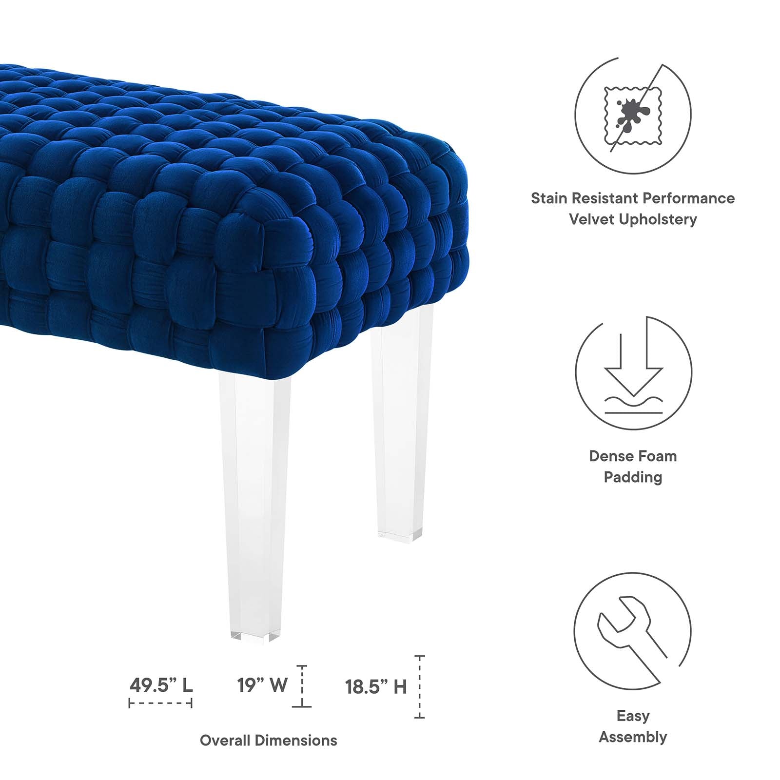 Prologue Woven Performance Velvet Ottoman By Modway | Ottomans | Modishstore - 26