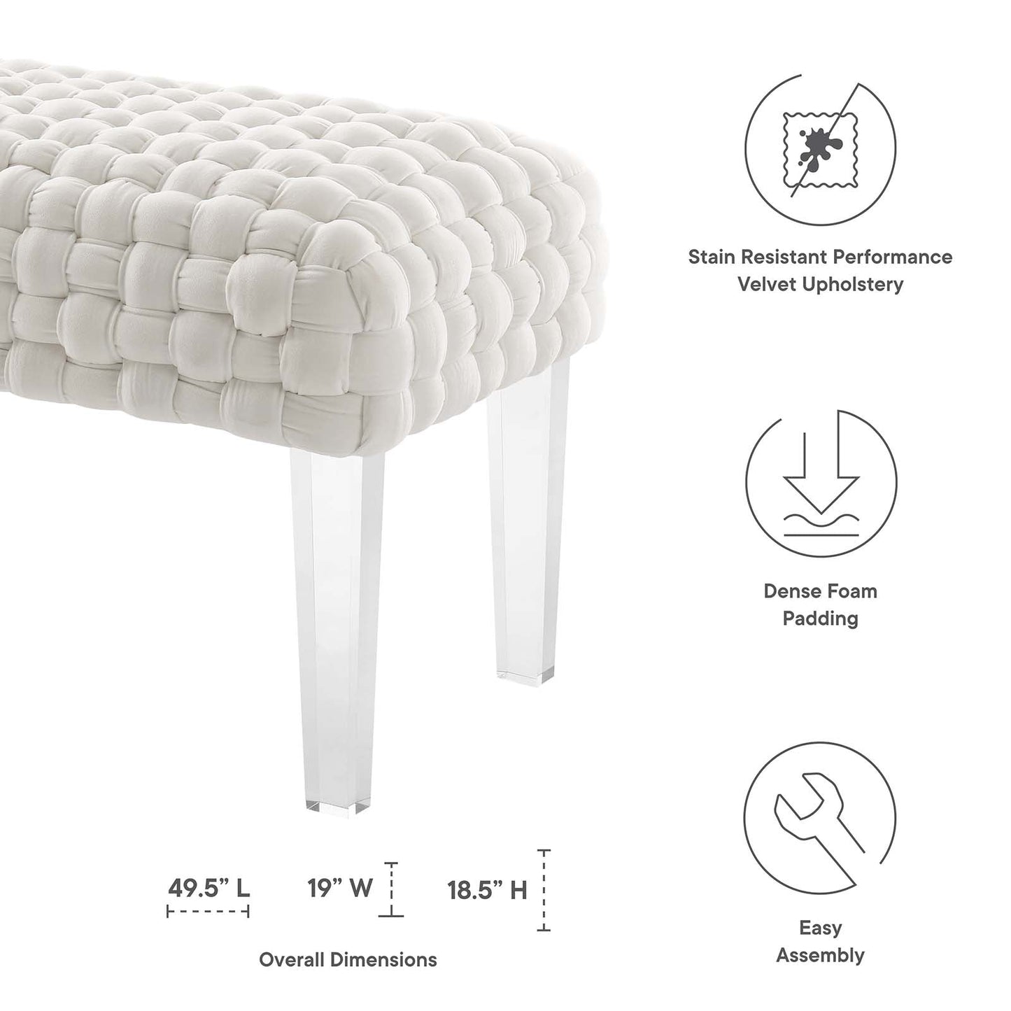 Prologue Woven Performance Velvet Ottoman By Modway | Ottomans | Modishstore - 33