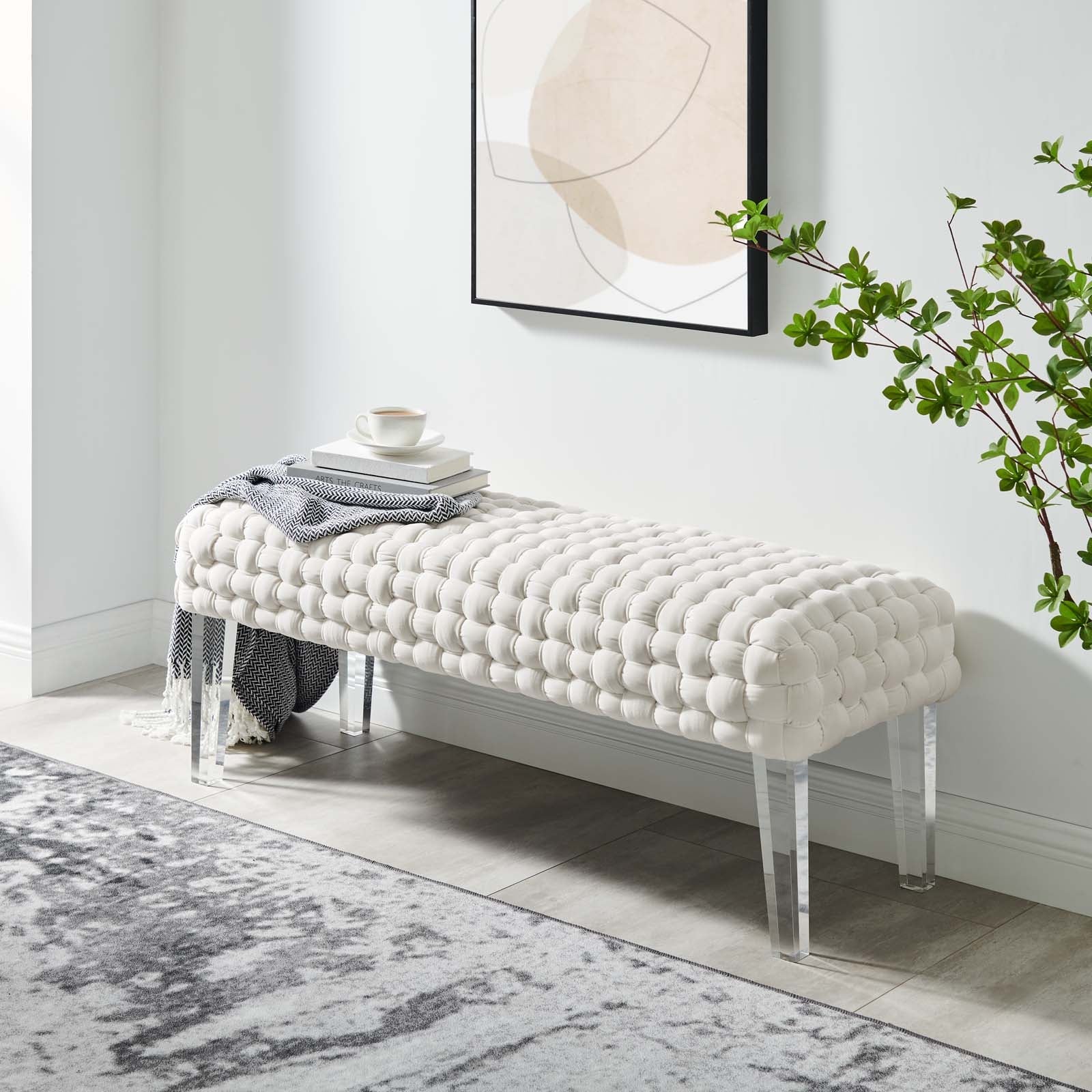 Prologue Woven Performance Velvet Ottoman By Modway | Ottomans | Modishstore - 35