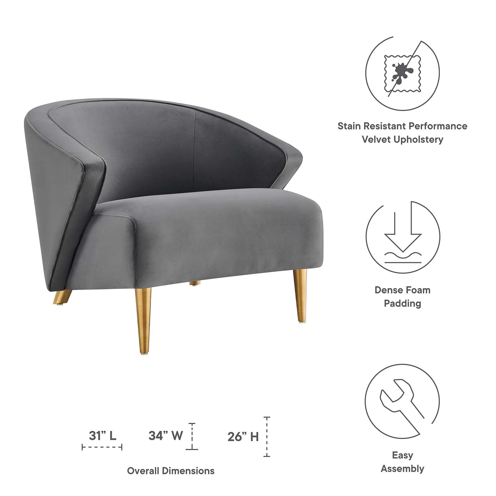 Odyssey Performance Velvet Armchair By Modway | Armchairs | Modishstore - 8
