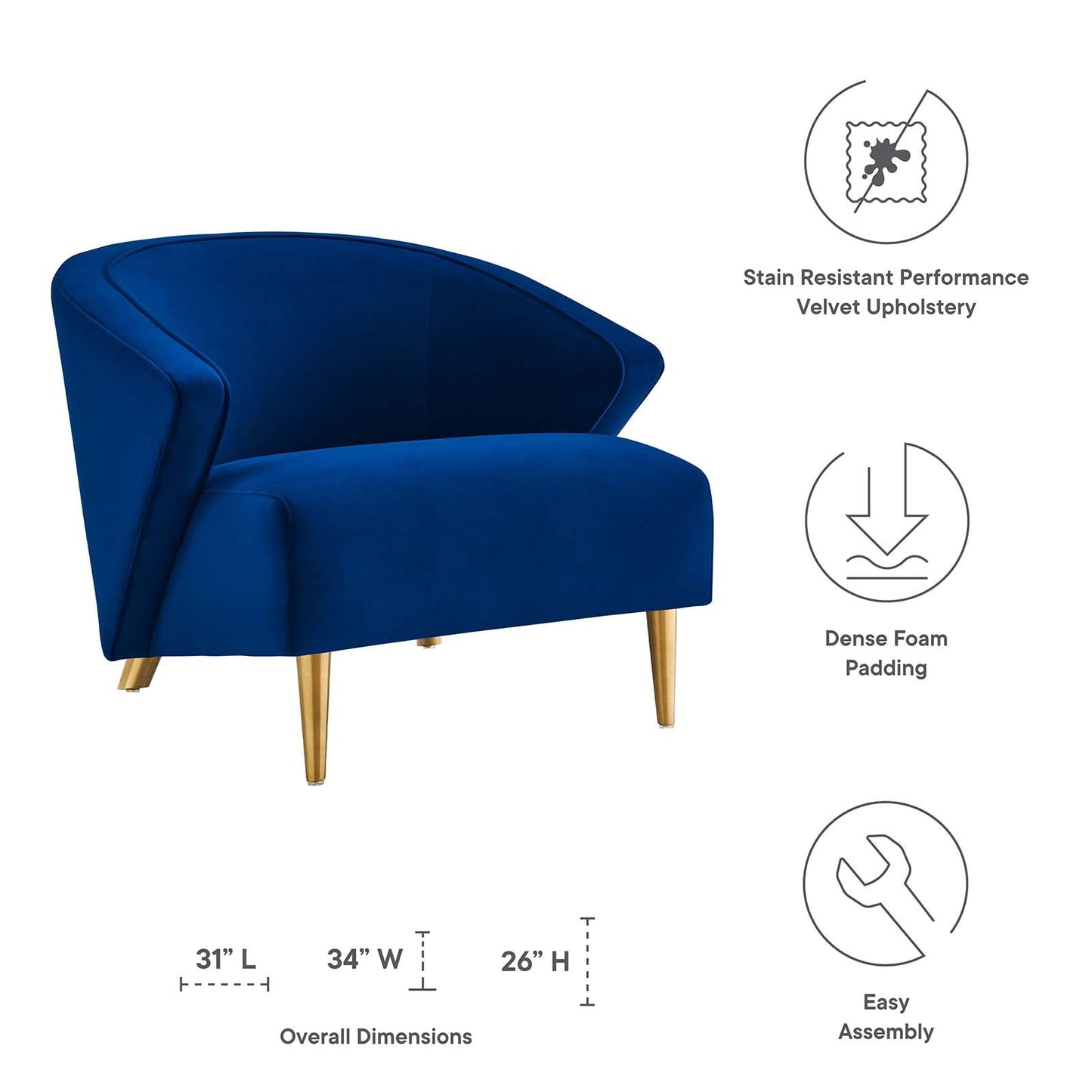Odyssey Performance Velvet Armchair By Modway | Armchairs | Modishstore - 10