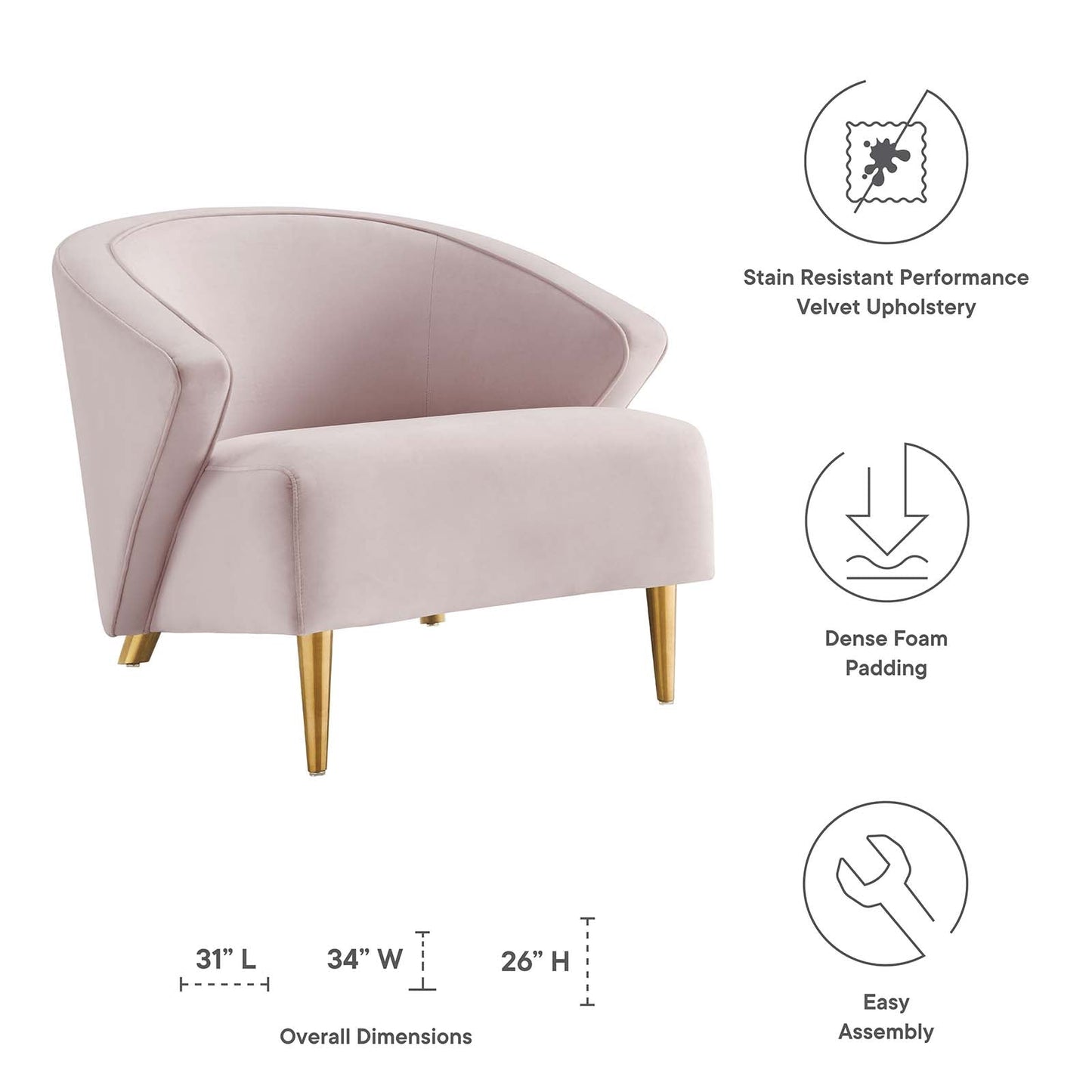 Odyssey Performance Velvet Armchair By Modway | Armchairs | Modishstore - 18