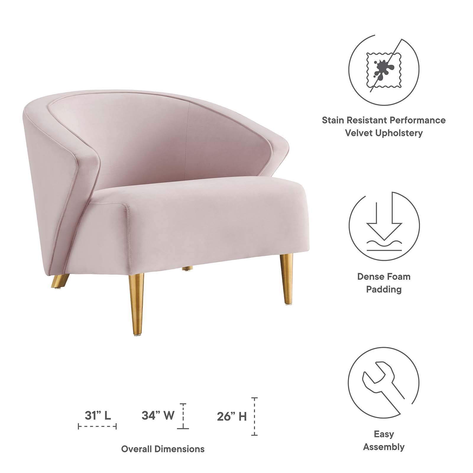 Odyssey Performance Velvet Armchair By Modway | Armchairs | Modishstore - 18