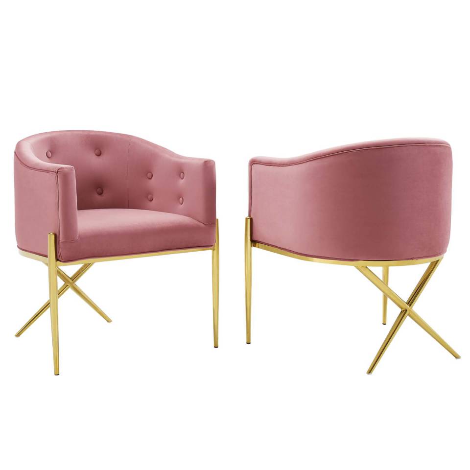 Modway Savour Accent Dining Armchair Performance Velvet Set of 2 | Armchairs | Modishstore-9