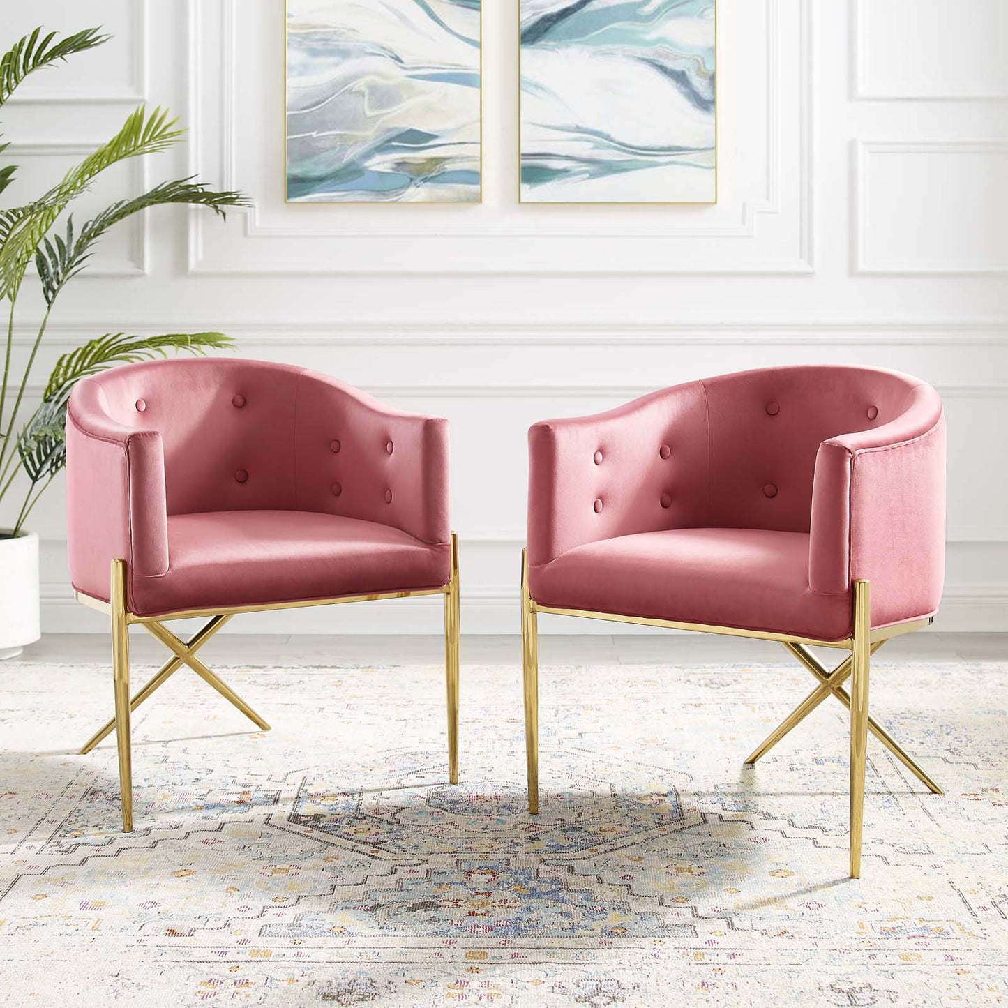 Modway Savour Accent Dining Armchair Performance Velvet Set of 2 - EEI-5042