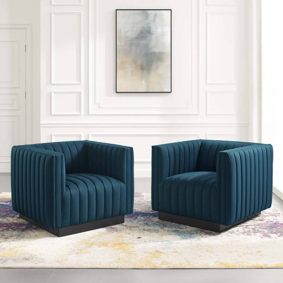 Modway Conjure Tufted Armchair Upholstered Fabric Set of 2 | Armchairs