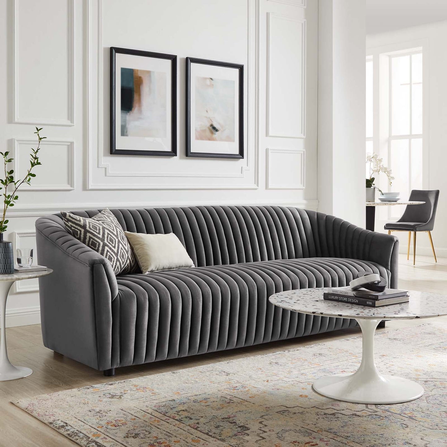 Announce Performance Velvet Channel Tufted Sofa By Modway | Sofas