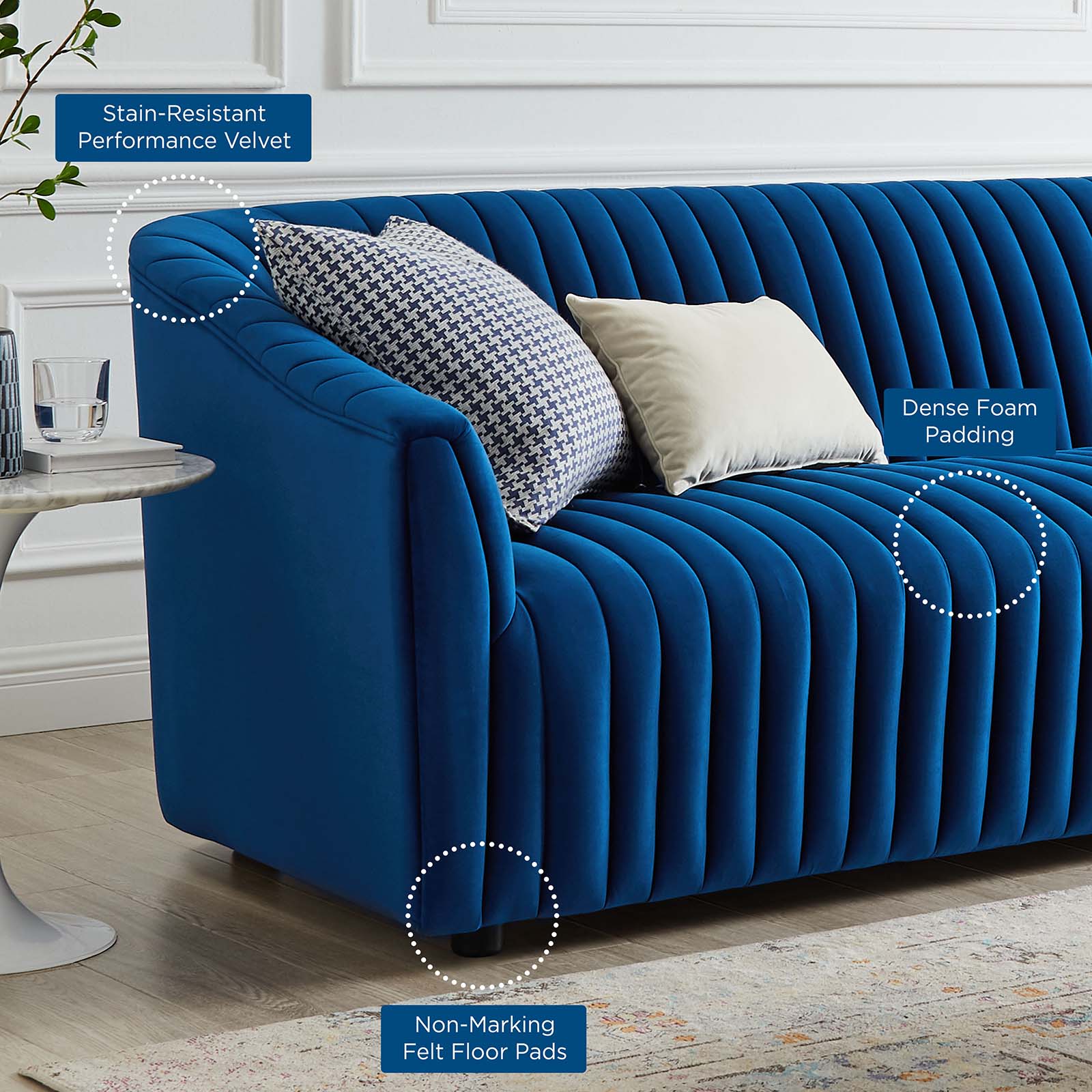 Announce Performance Velvet Channel Tufted Sofa By Modway | Sofas | 