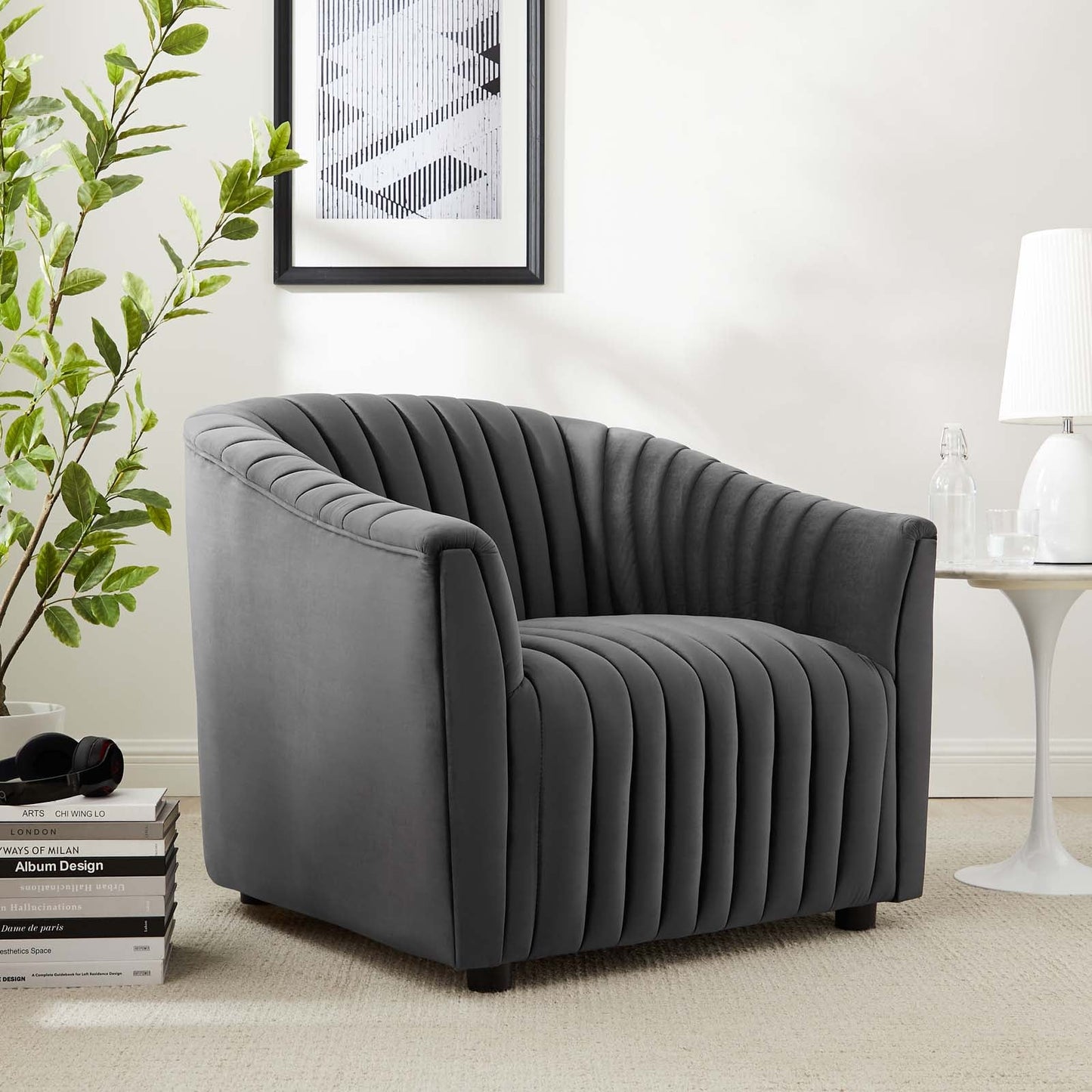 Announce Performance Velvet Channel Tufted Armchair By Modway | Armchairs
