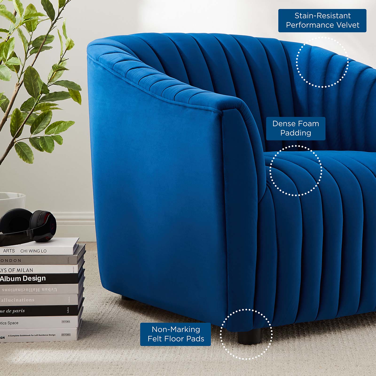 Announce Performance Velvet Channel Tufted Armchair By Modway | Armchairs | 