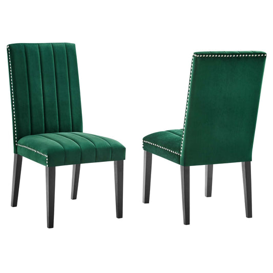 Catalyst Performance Velvet Dining Side Chairs - Set Of 2 By Modway - EEI-5081-GRN | Dining Chairs |  Modishstore