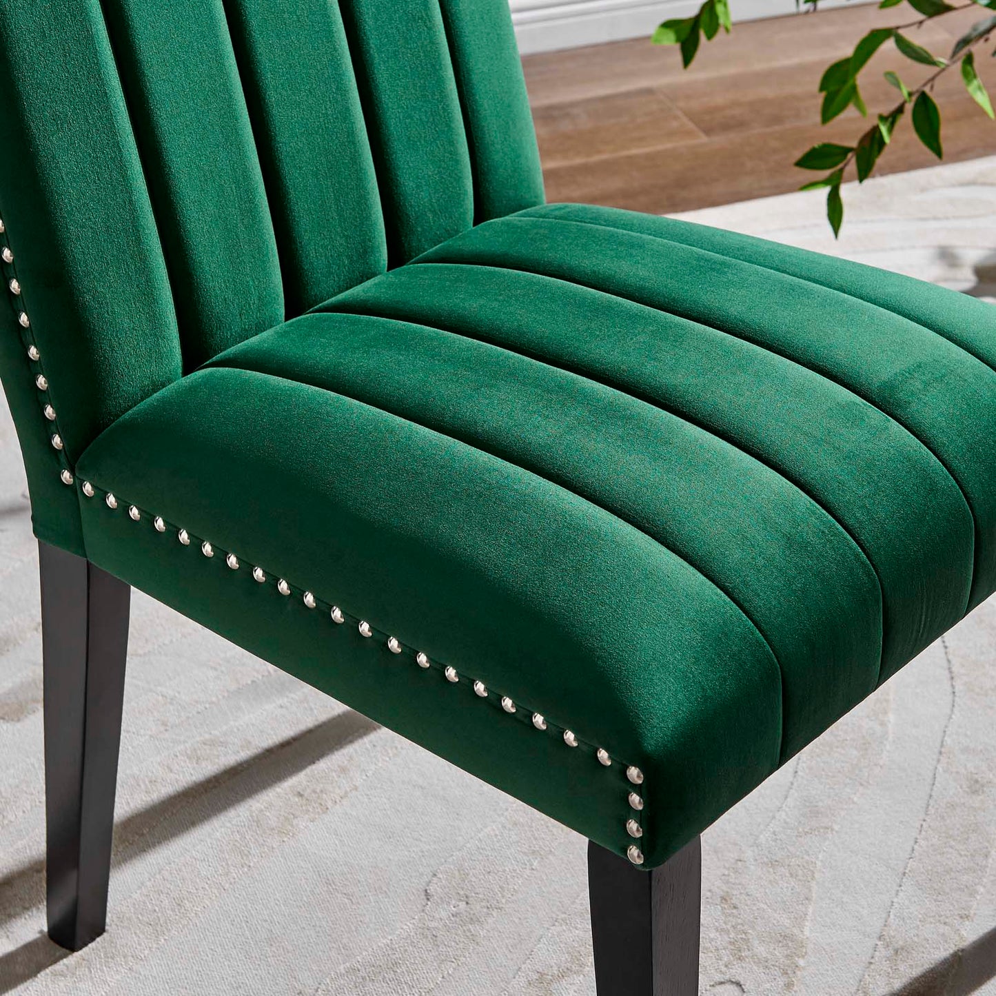 Catalyst Performance Velvet Dining Side Chairs - Set Of 2 By Modway - EEI-5081-GRN | Dining Chairs |  Modishstore - 7