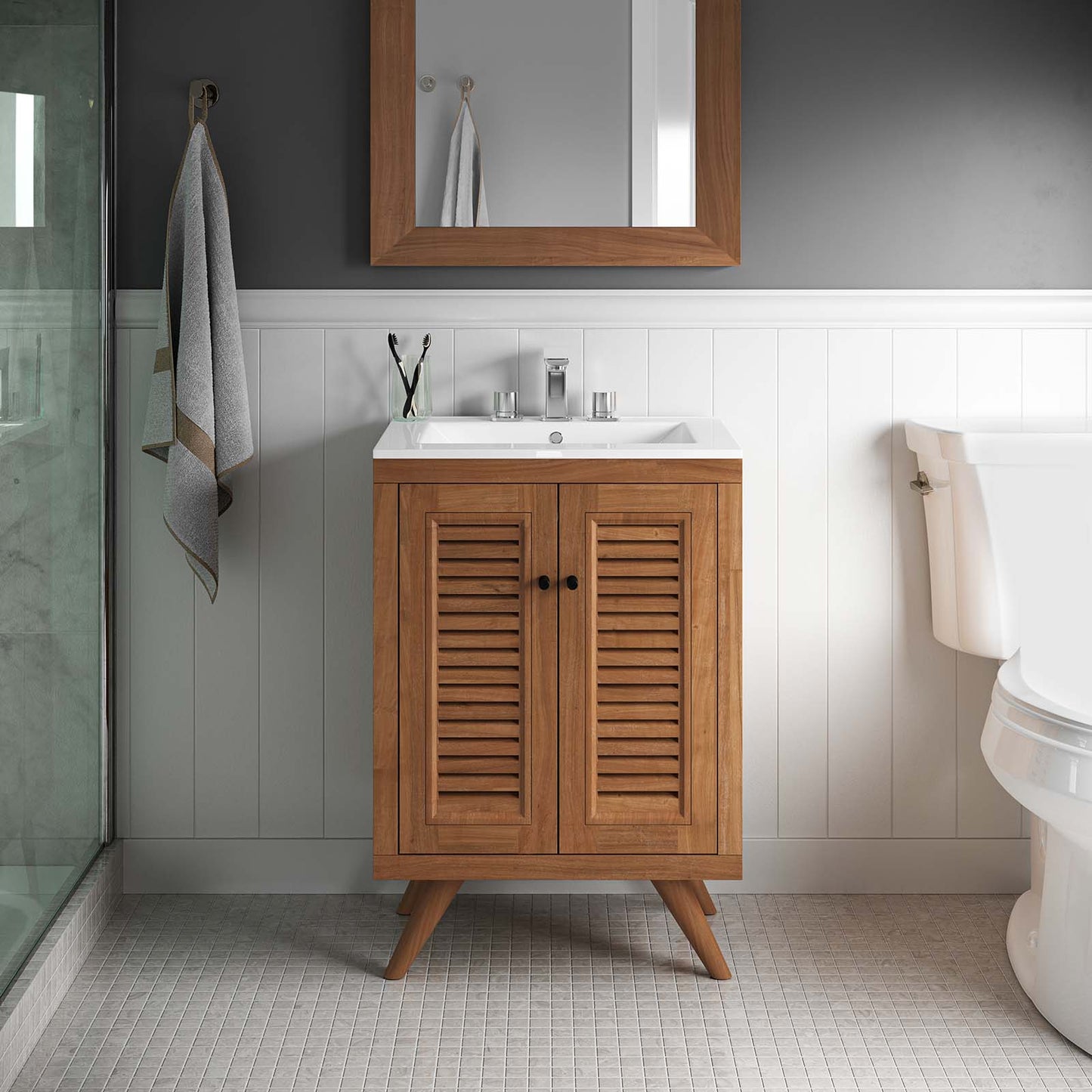 Birdie 24" Teak Wood Bathroom Vanity Cabinet (Sink Basin Not Included) By Modway - EEI-5086 | Bathroom Accessories